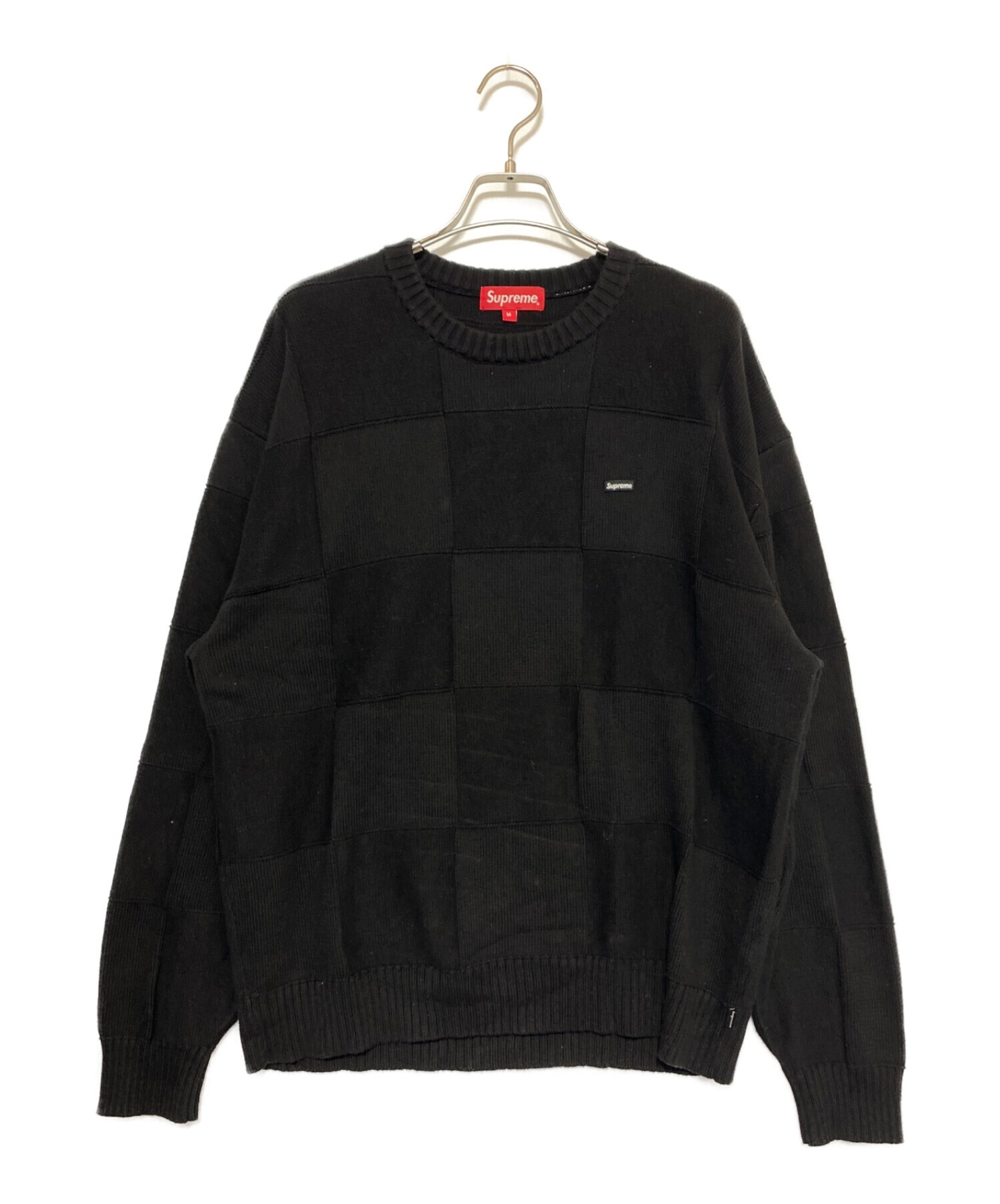SUPREME (シュプリーム) Tonal Checkerboard Small Box Sweater ブラック サイズ:SIZE M