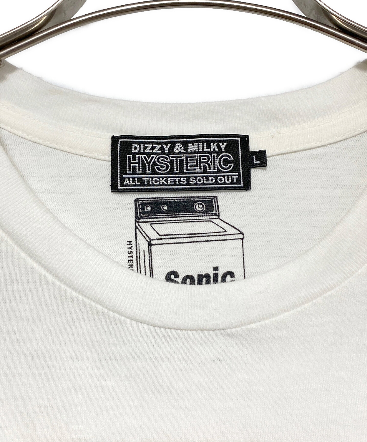 HYSTERIC GLAMOUR ヒステリックグラマー Sonic Youth ソニックユース プリント 半袖Ｔシャツ
 コットン ホワイト L 正規品 / B3162約64cm身幅