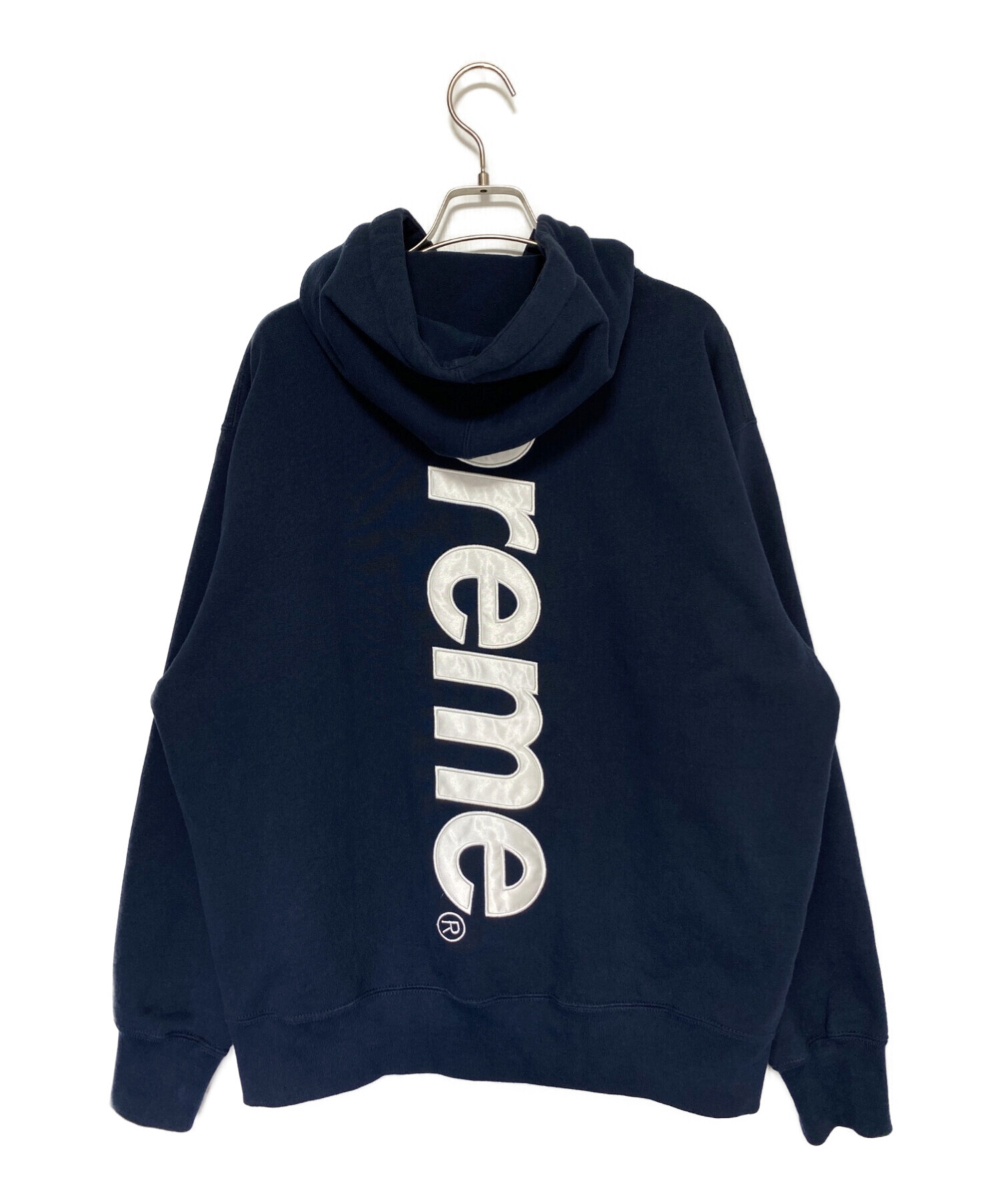 SUPREME (シュプリーム) satin applique hooded sweatshirt ネイビー サイズ:M