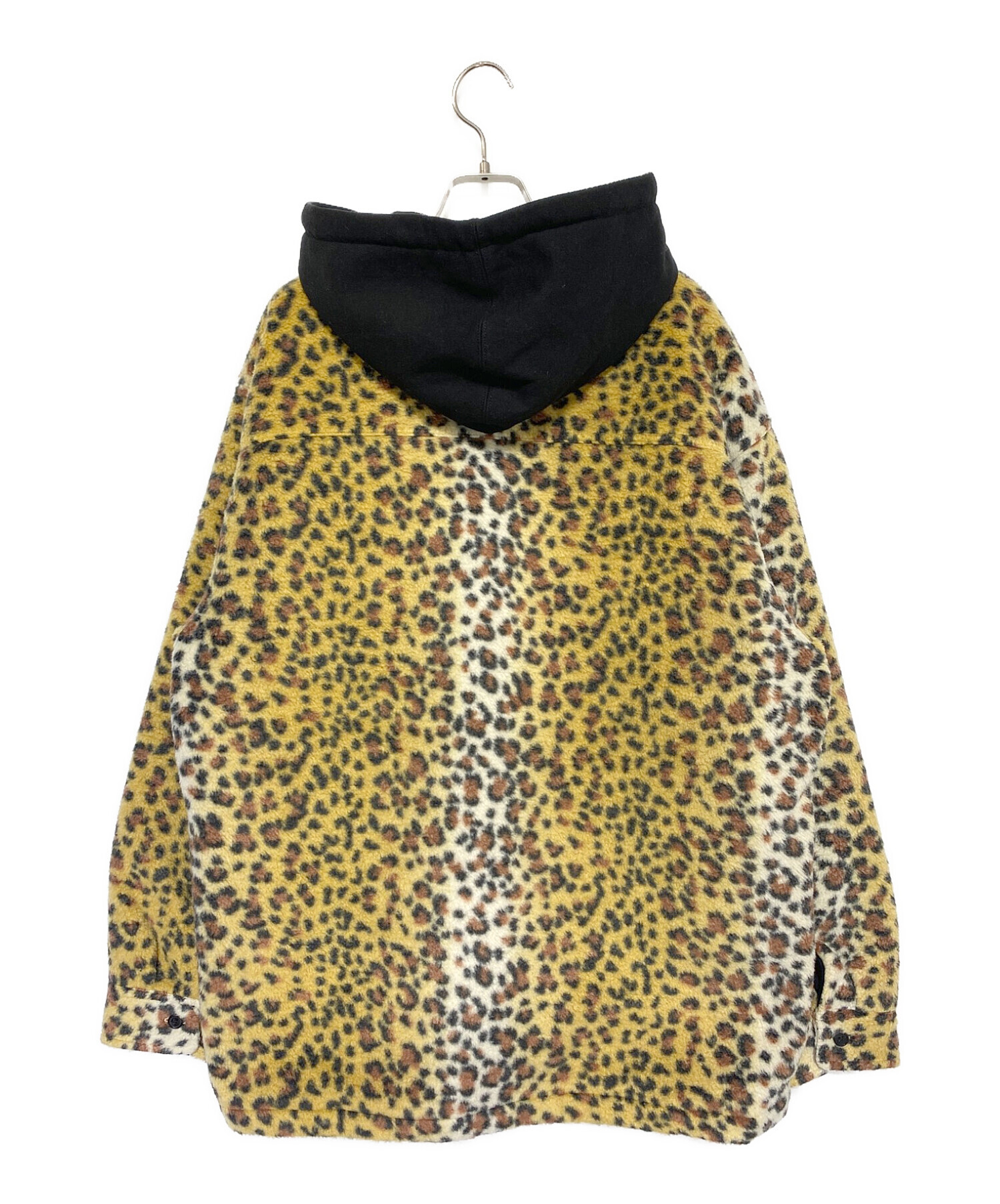 SUPREME (シュプリーム) fleece zip up hooded shirt イエロー×ブラック サイズ:L