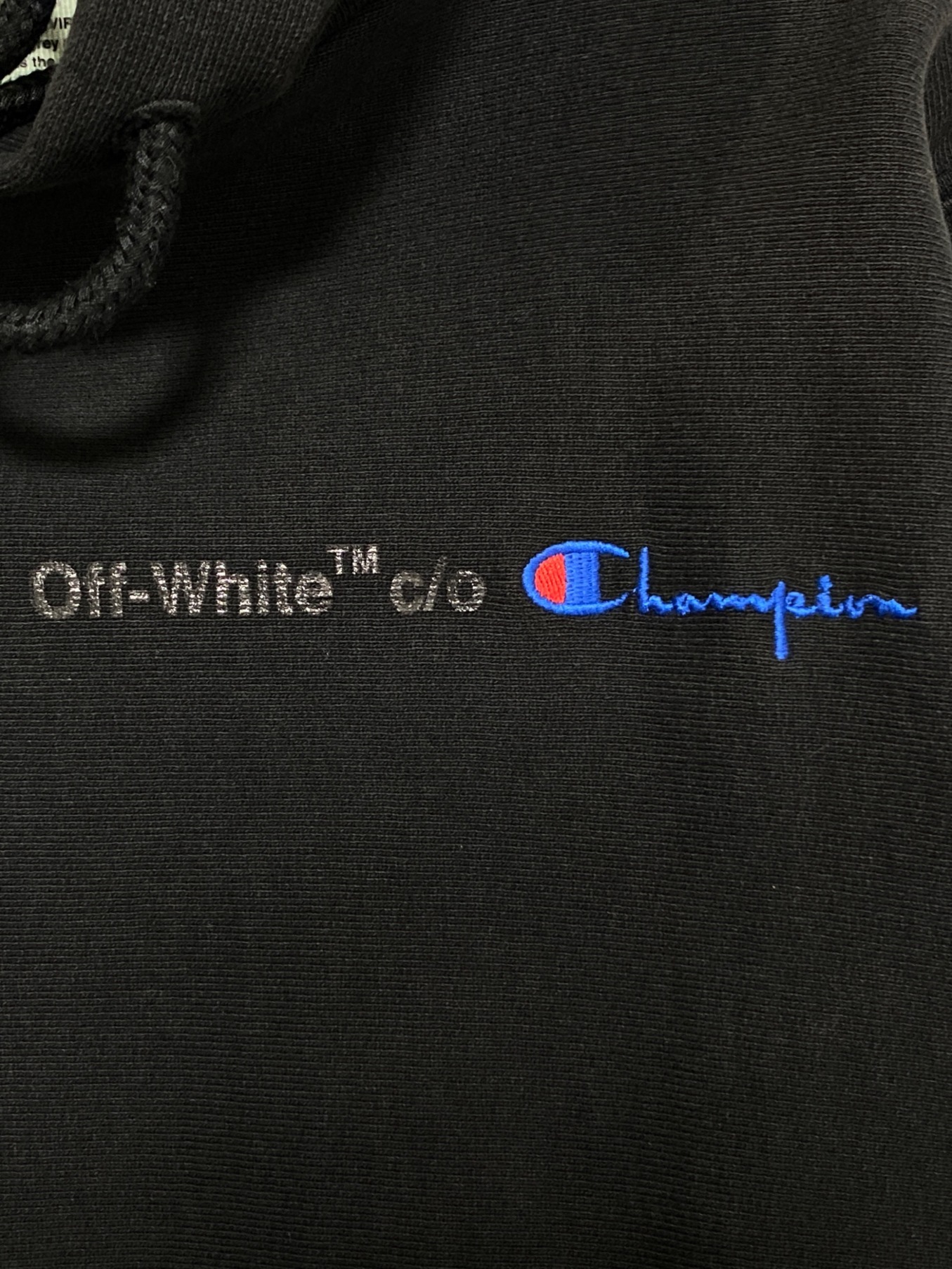OFFWHITE (オフホワイト) Champion (チャンピオン) ダメージ加工パーカー ブラック サイズ:XS