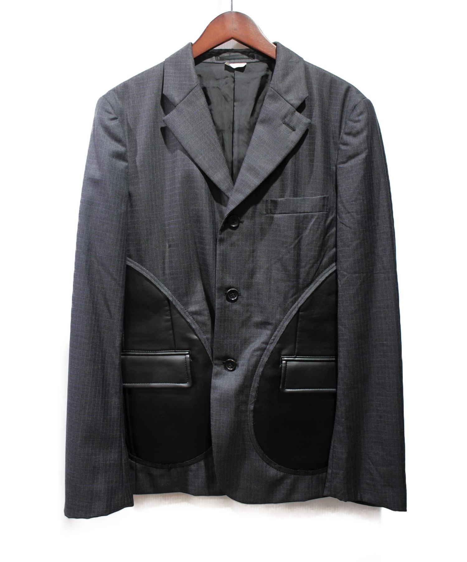 COMME des GARCONS HOMME レザー切り替え ジャケット-