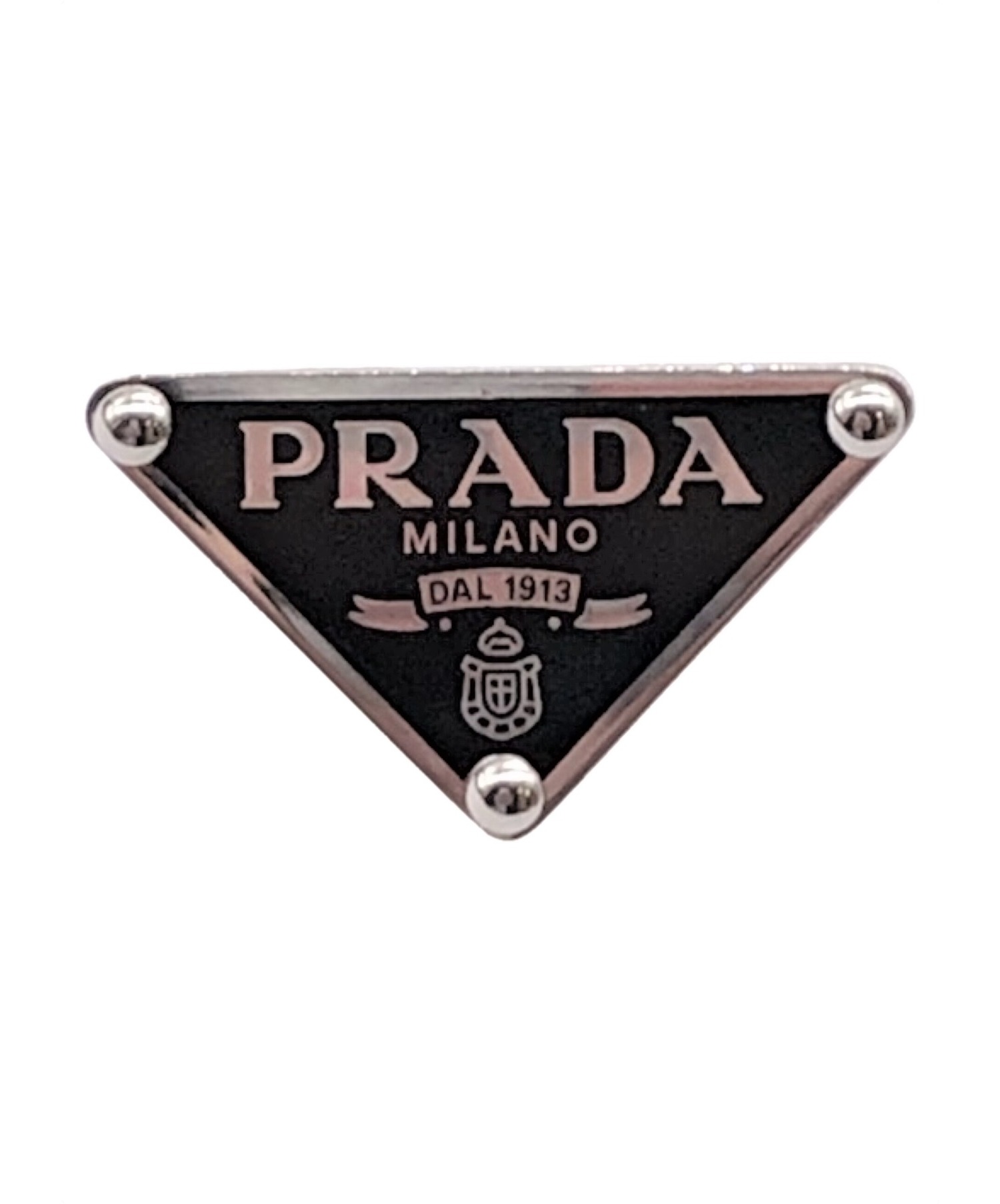 PRADA プラダ ロゴプレートイヤリング ブラック×シルバー サイズ: