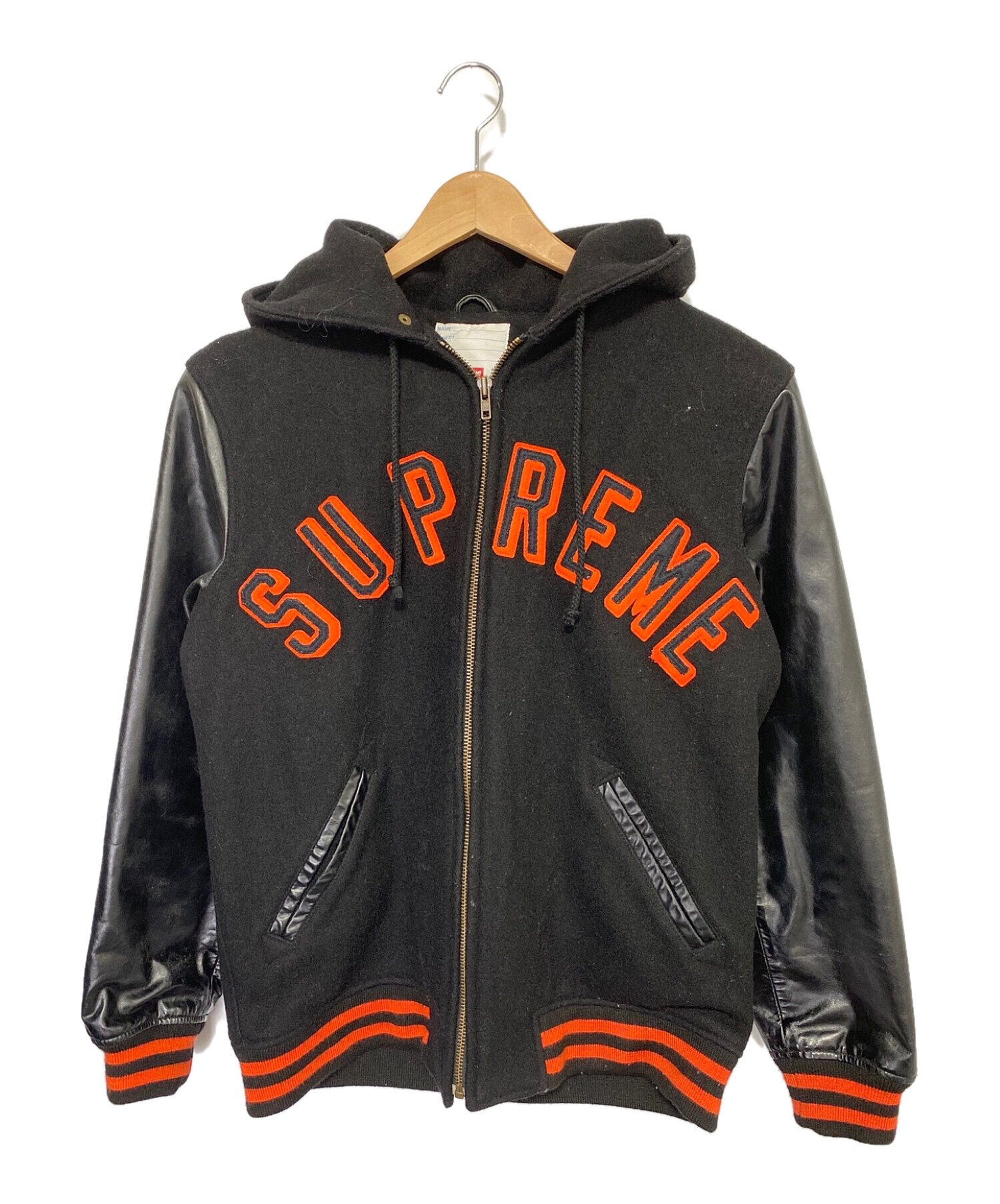 SUPREME (シュプリーム) 12AW Hooded Varsity Jacket ブラック サイズ:Ｌ