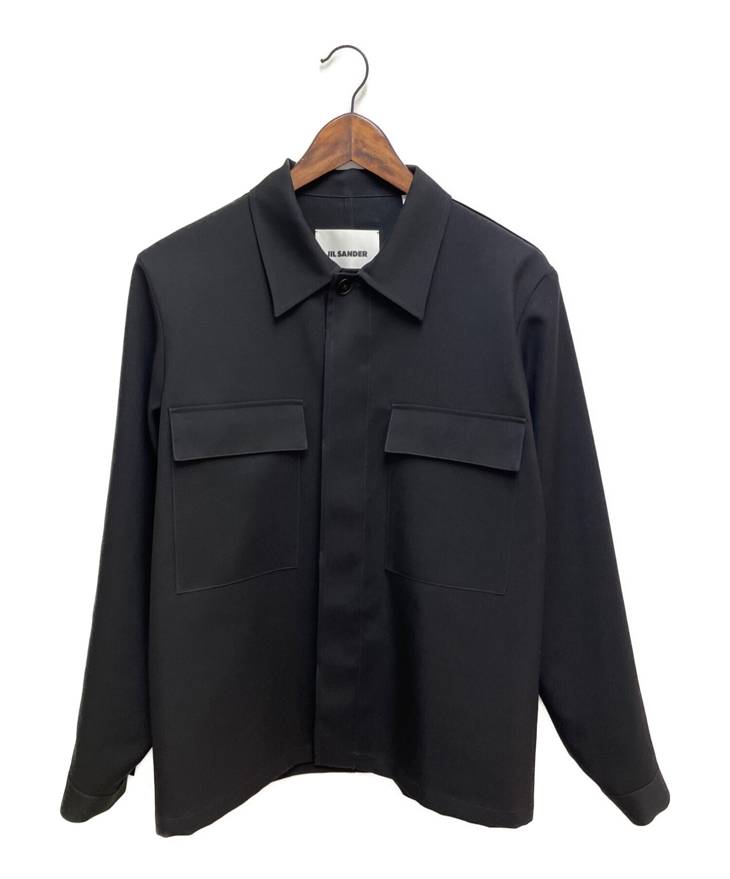 JIL SANDER (ジルサンダー) ウールギャバジンシャツ ブラック サイズ:39