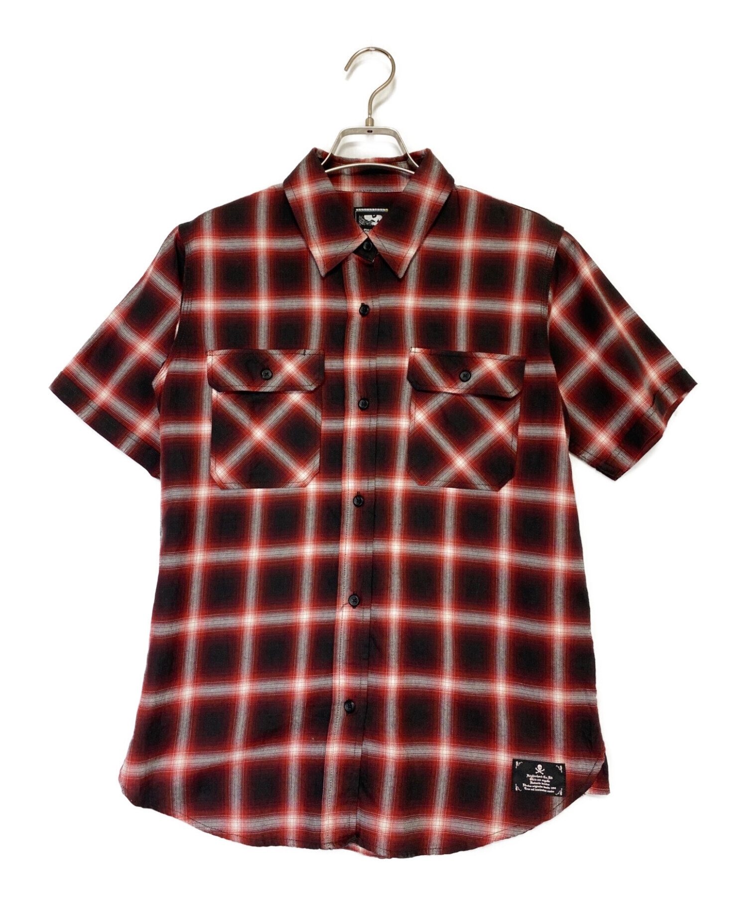 NEIGHBORHOOD (ネイバーフッド) 半袖チェックシャツ レッド サイズ:XS