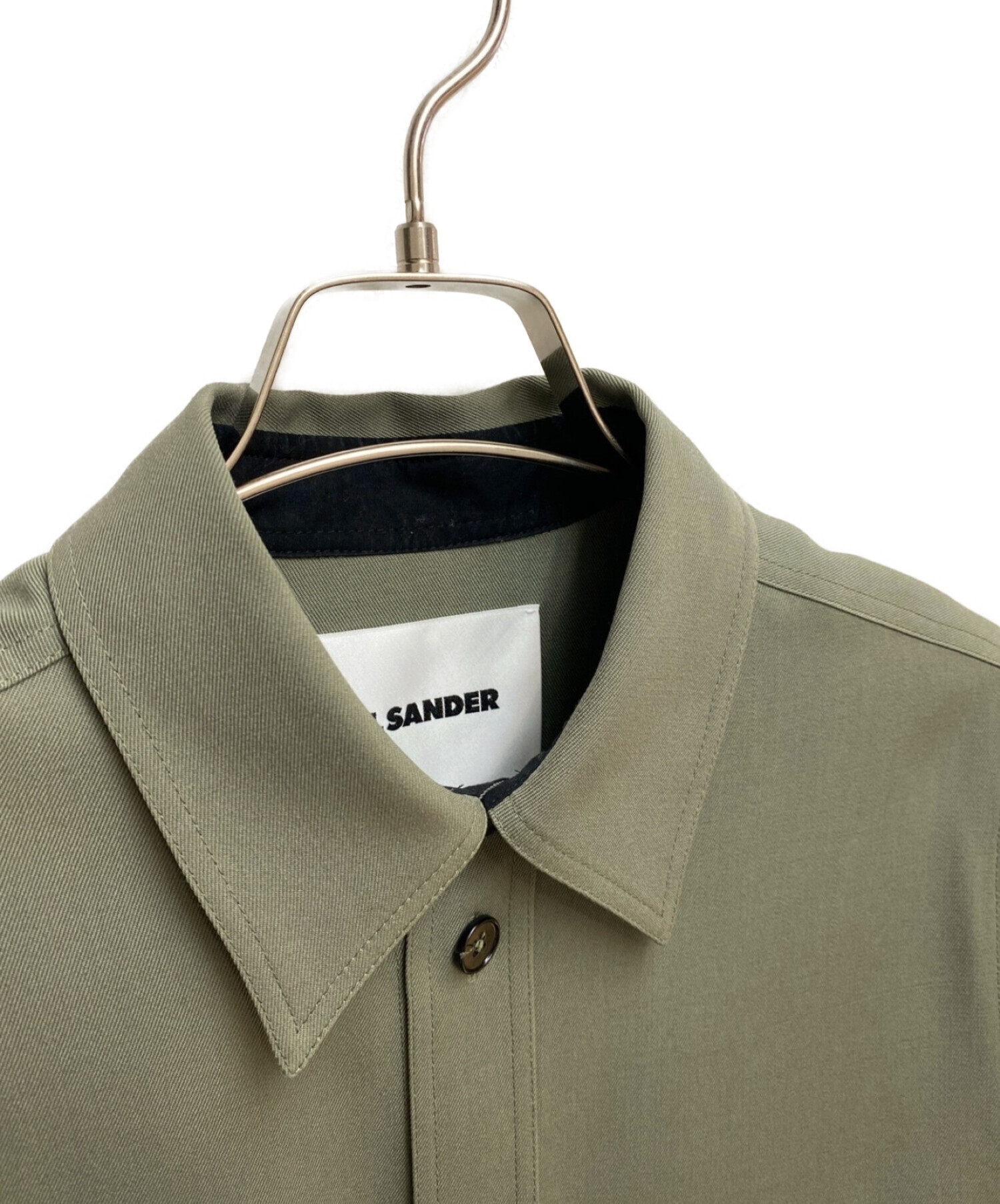 JIL SANDER ジルサンダー トロピカルウール ロングラインシャツ オリーブ サイズ: