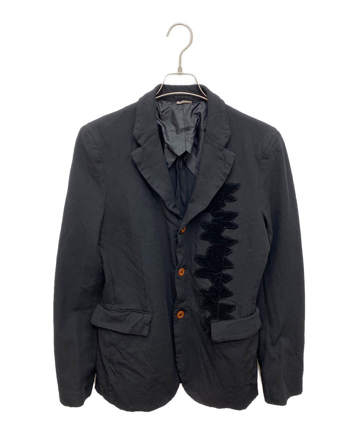COMME des GARCONS HOMME PLUS (コムデギャルソンオムプリュス) ベロア装飾縮絨ジャケット AD2006 ブラック サイズ:S