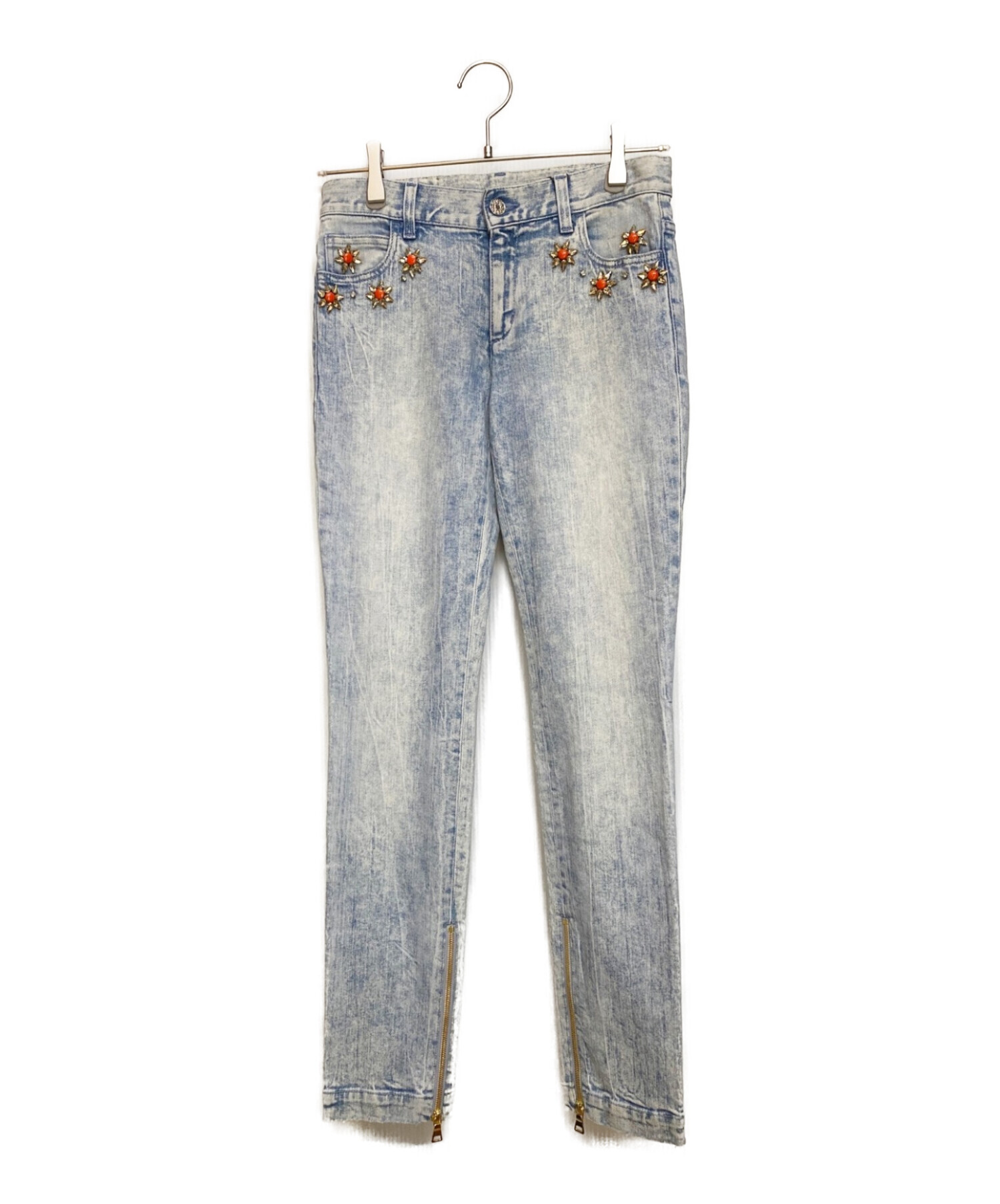 中古・古着通販】GUCCI (グッチ) ビジューデザインデニムパンツ スカイ 