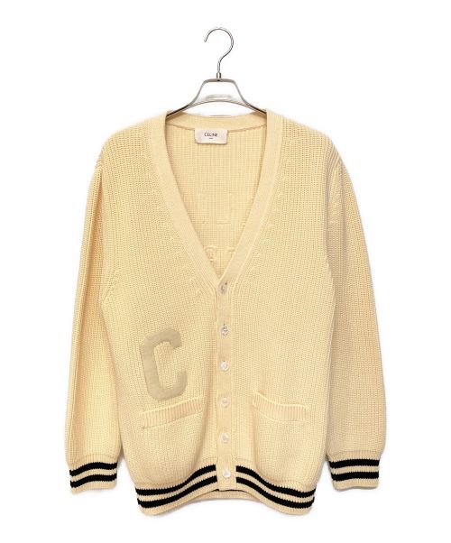 セリーヌ 金ボタン アランニット ケーブル カーディガン ウール