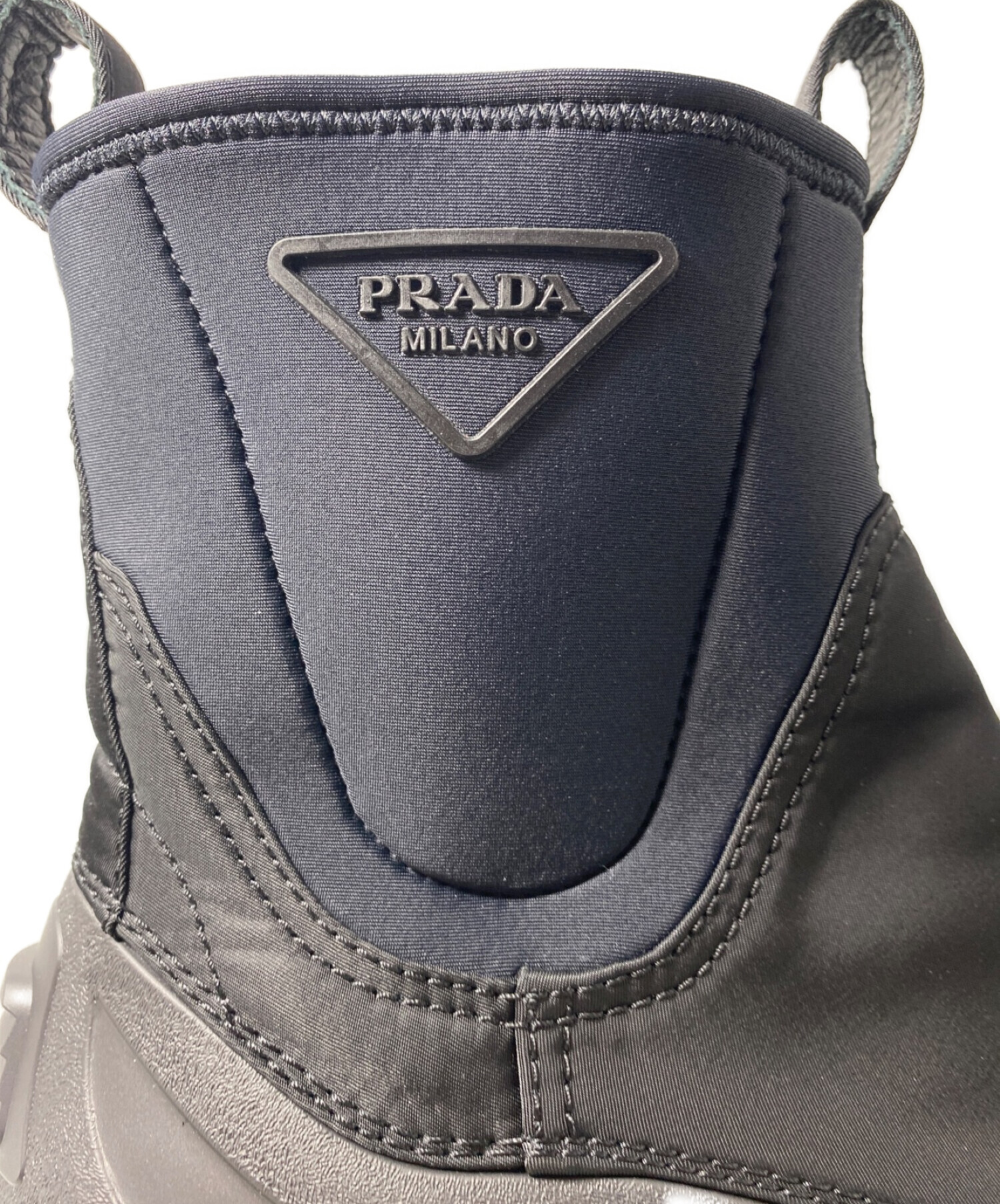 PRADA (プラダ) 23AW モノリス Re-Nylon ギャバジンブーツ ブラック サイズ:8