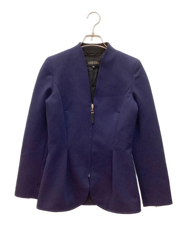 中古・古着通販】ESCADA (エスカーダ) ノーカラージャケット ネイビー 