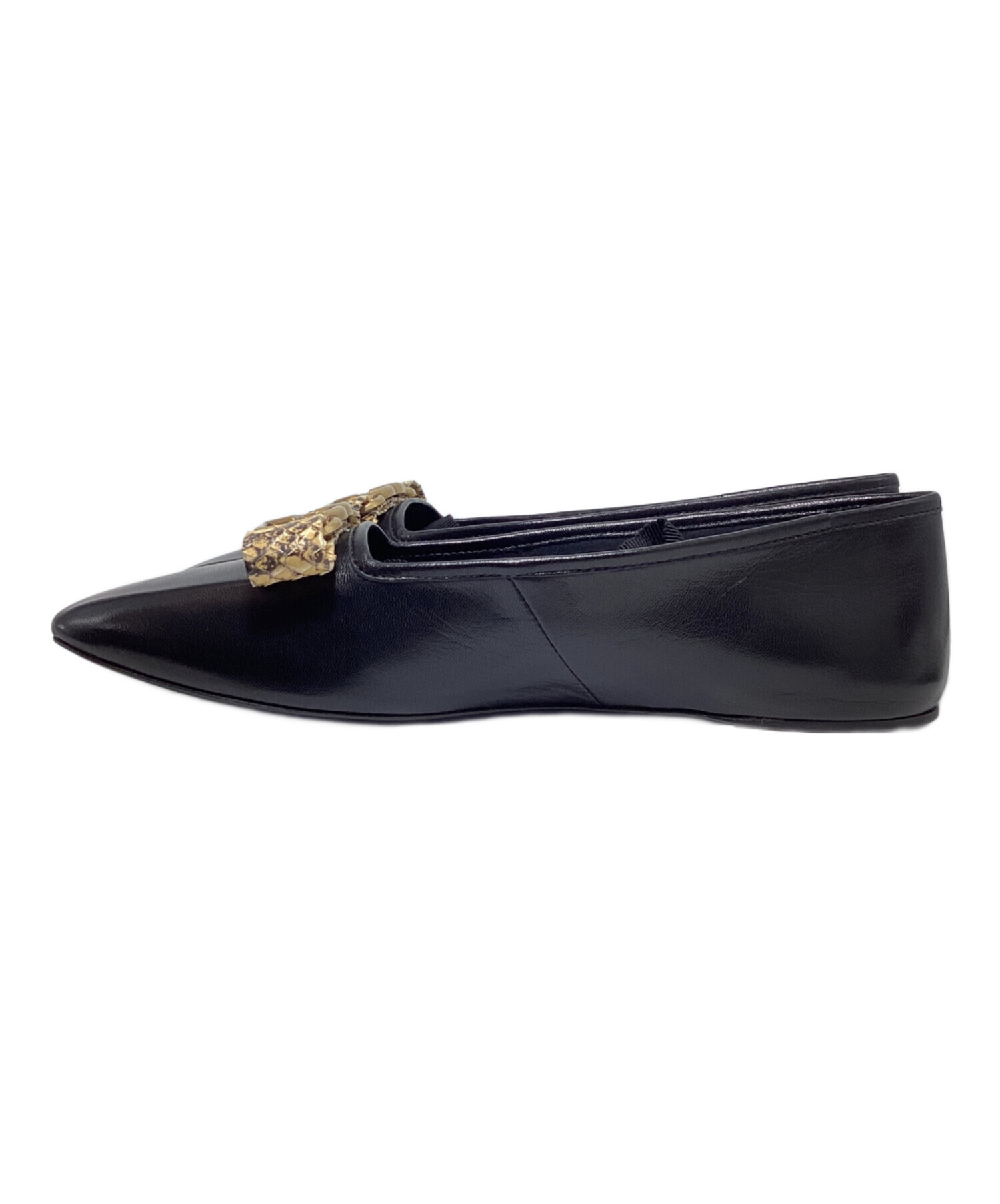 中古・古着通販】GUCCI (グッチ) リボンフラットシューズ ブラック 