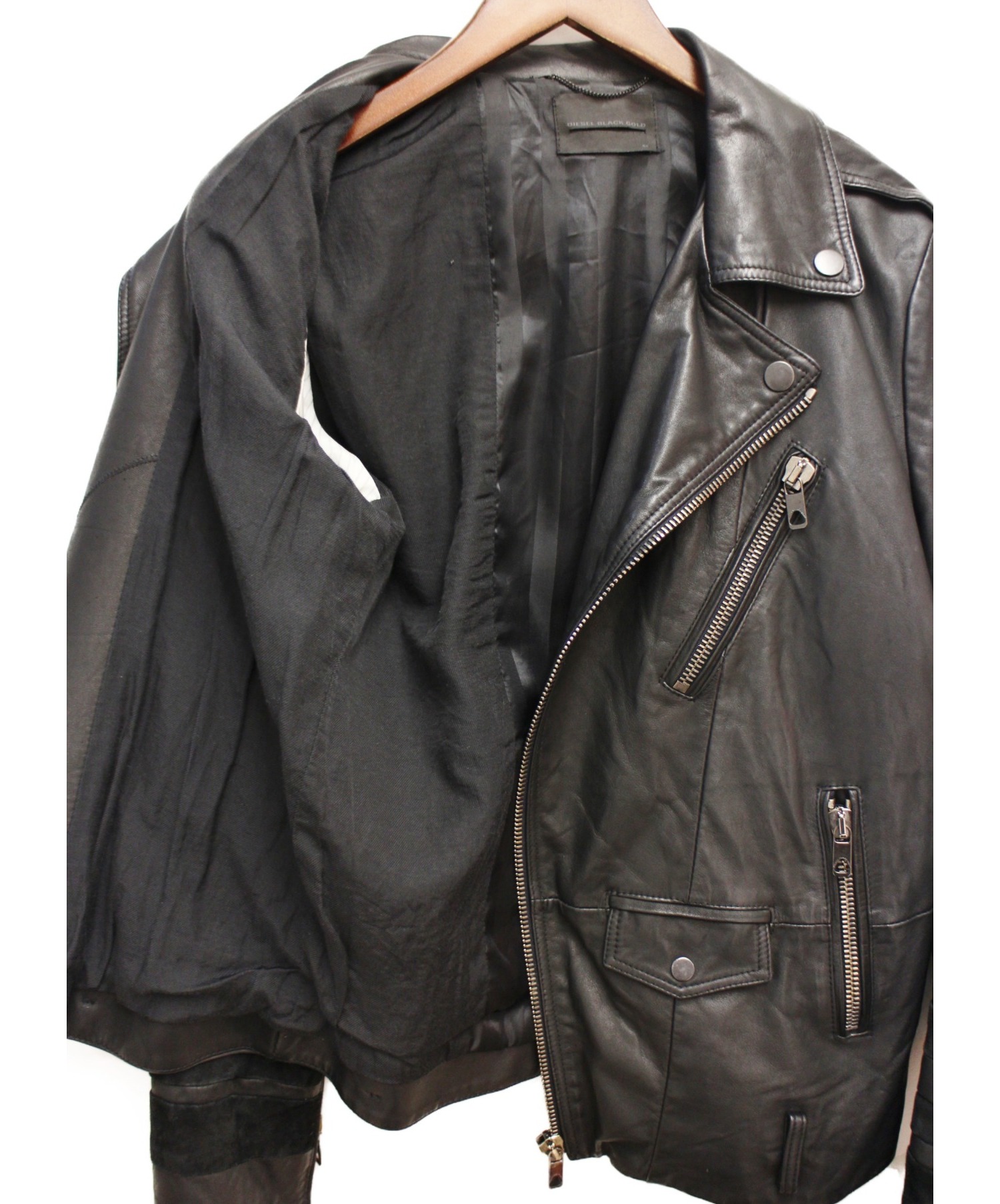 DIESEL BLACK GOLD ディーゼルブラックゴールド レザーライダースジャケット ブラック サイズ: