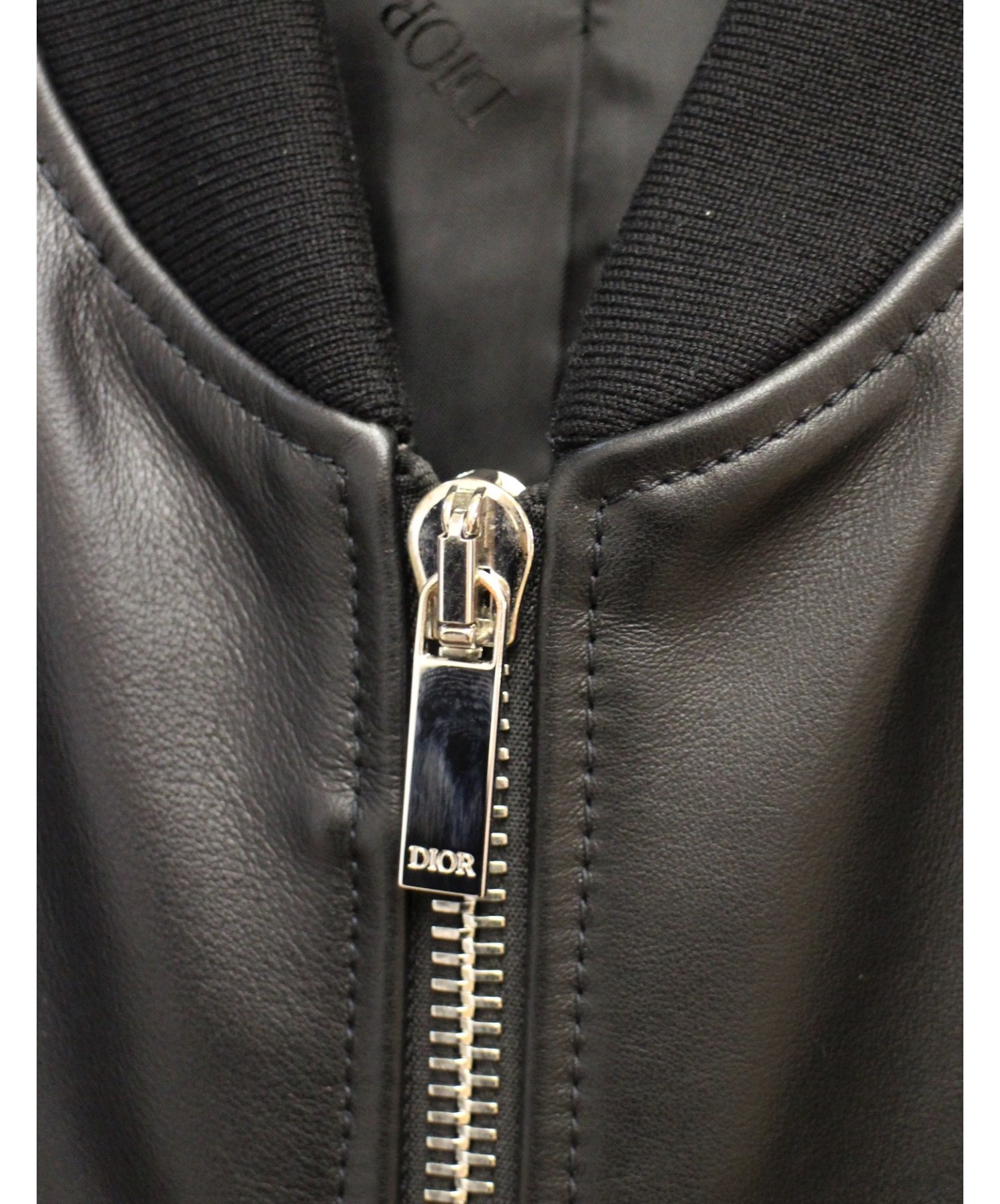 Dior (ディオール) レザーボンバージャケット ブラック サイズ:44