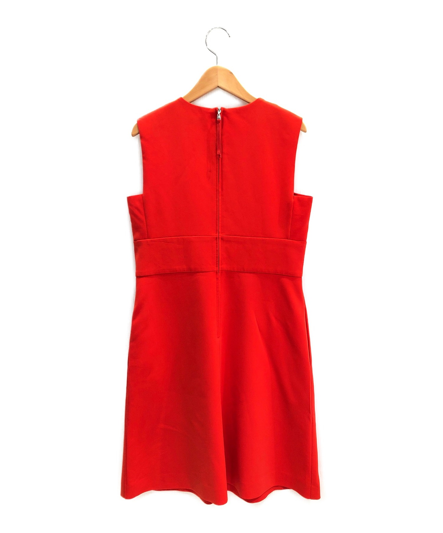 フォクシー レッド ノースリーブ ワンピース 中古・古着通販】FOXEY (フォクシー) リネンブレンドデザイン