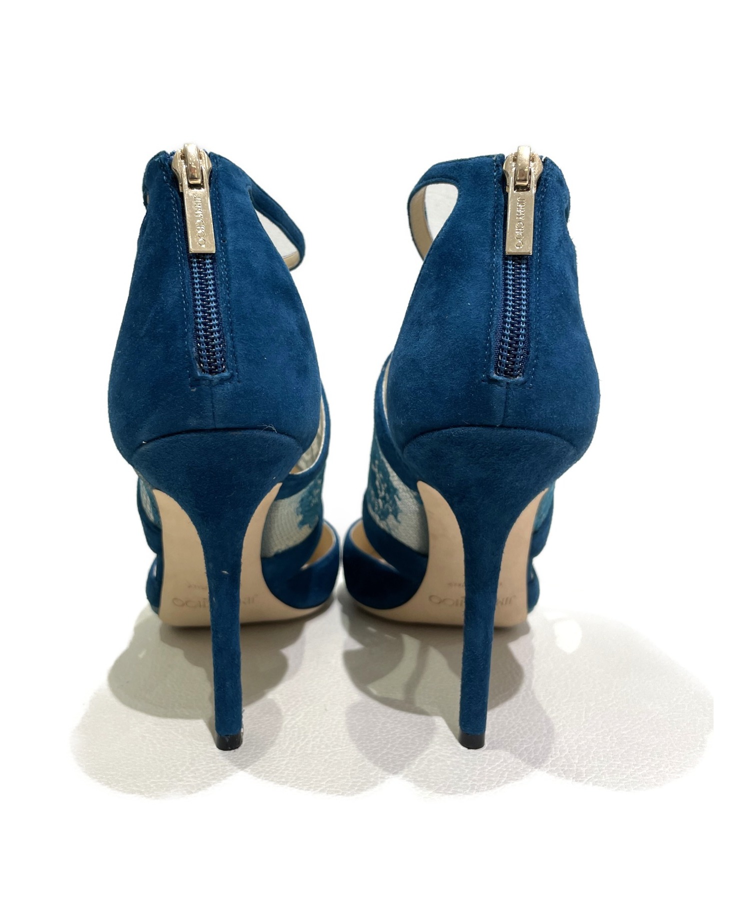 Jimmy Choo 38 サンダル パンプス スウェード×レース