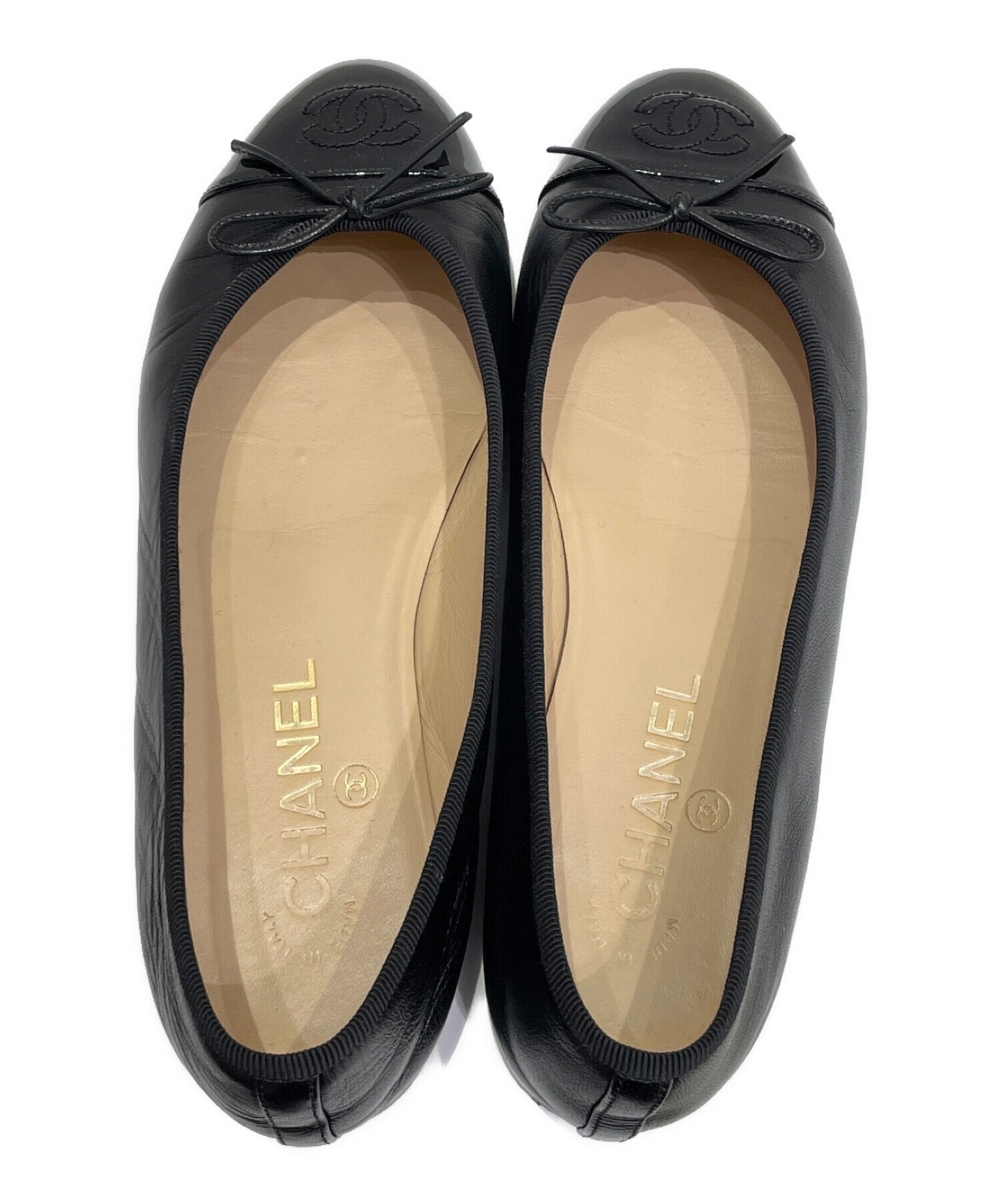 CHANEL バレエシューズ 38 ブラック