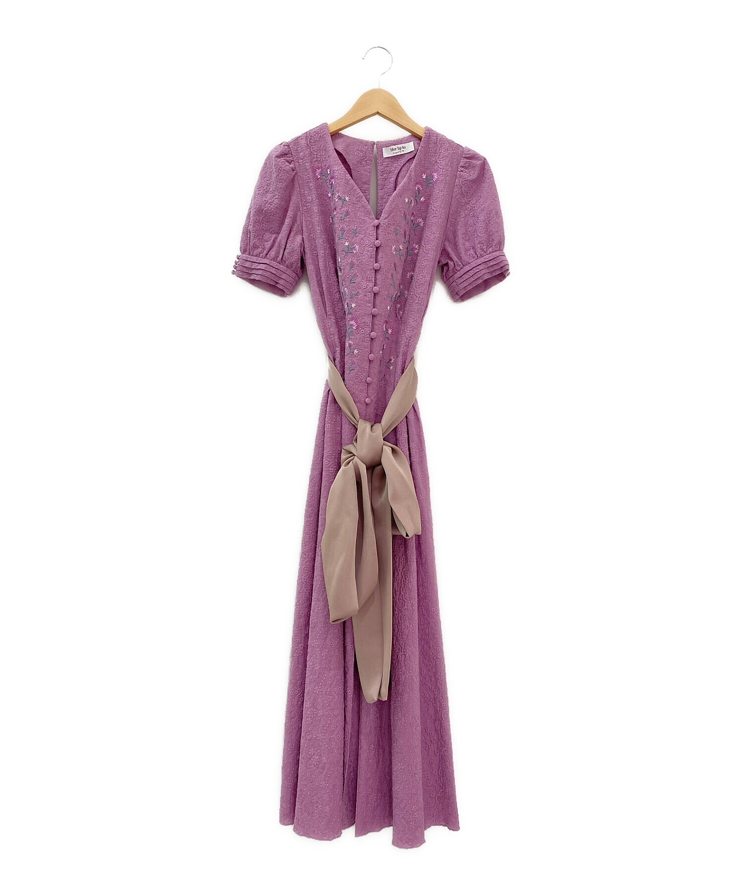 herlipto Tie front embroidery dress｜レディース