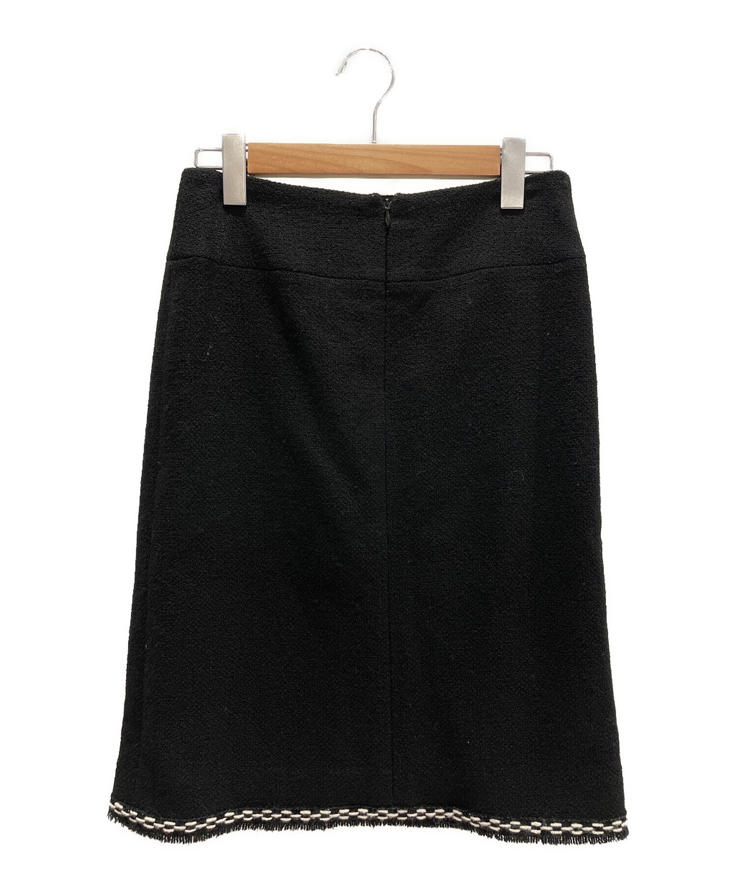中古・古着通販】CHANEL (シャネル) ブラックウールツイードスカート 