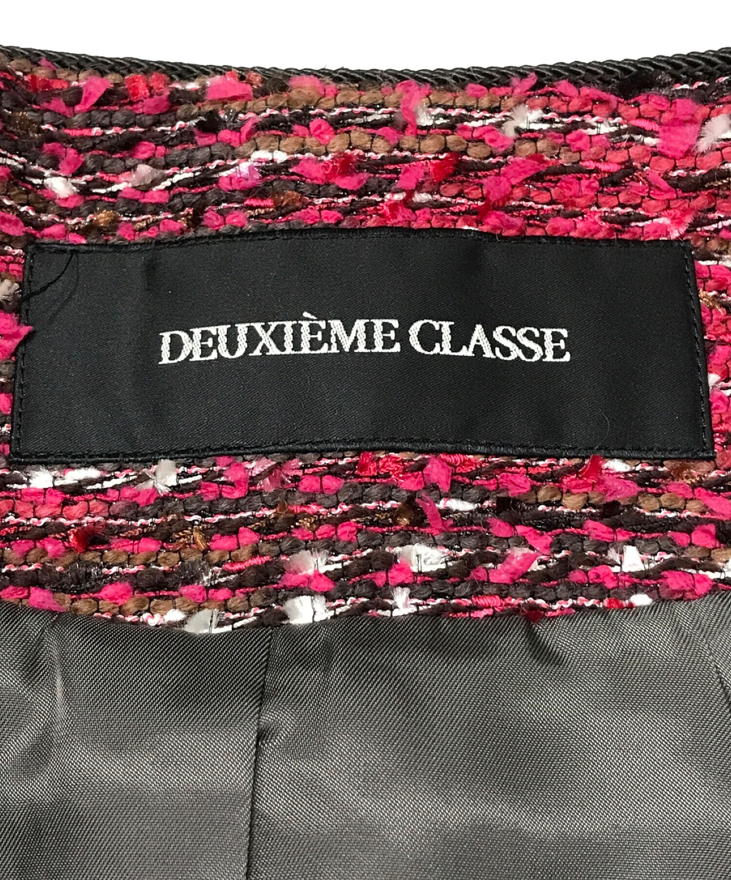 DEUXIEME CLASSE (ドゥーズィエム クラス) ツイードジャケット レッド サイズ:SIZE　38