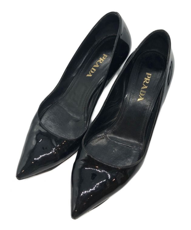 中古・古着通販】PRADA (プラダ) エナメルパンプス ブラック サイズ:38 