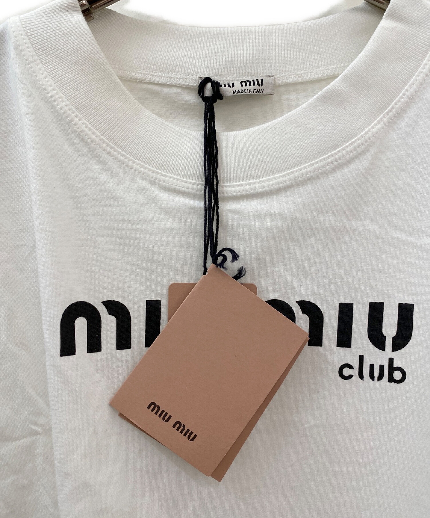 MIU MIU (ミュウミュウ) ノースリーブカットオフTシャツ ホワイト サイズ:XS 未使用品