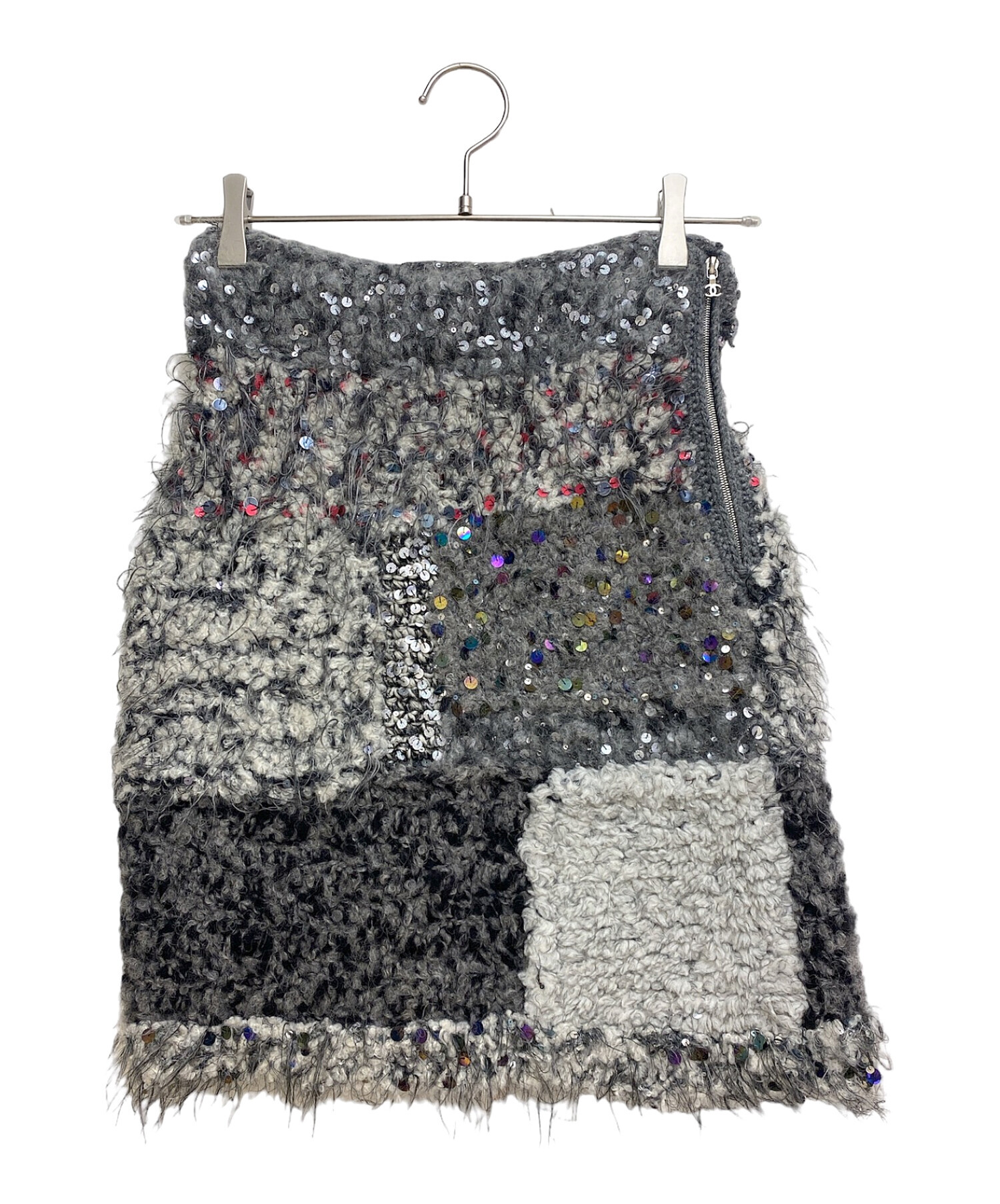 中古・古着通販】CHANEL (シャネル) スパンコールボアニットスカート  