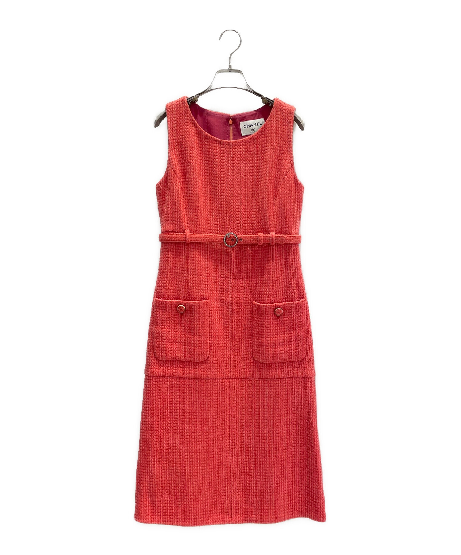 シャネル/CHANEL 裏地シルク使いリネンノースリーブワンピース シャネル/CHANEL 裏地シルク使いリネンノースリーブワンピース