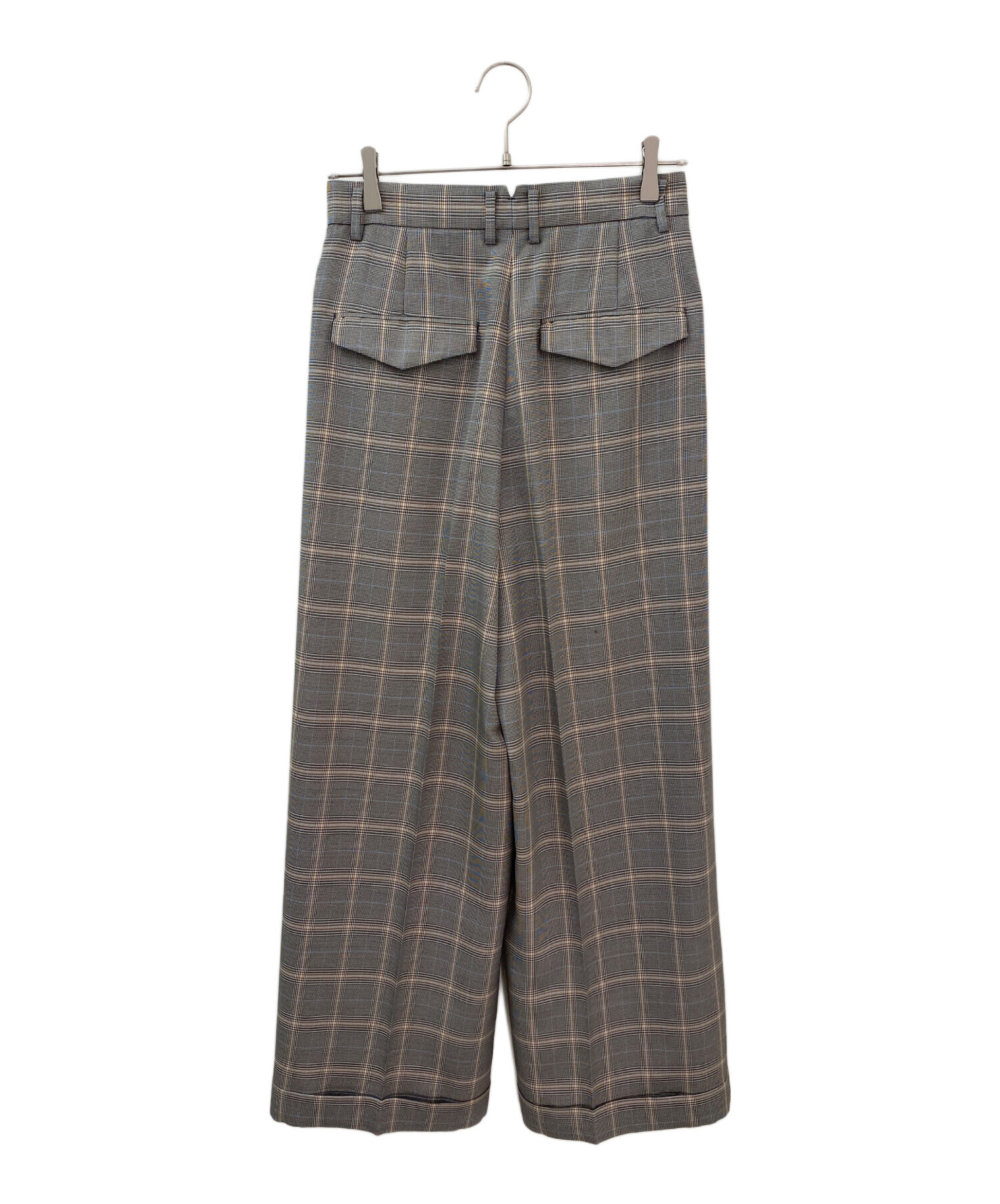 中古・古着通販】ebure (エブール) チェックパンツ グレー サイズ:36  