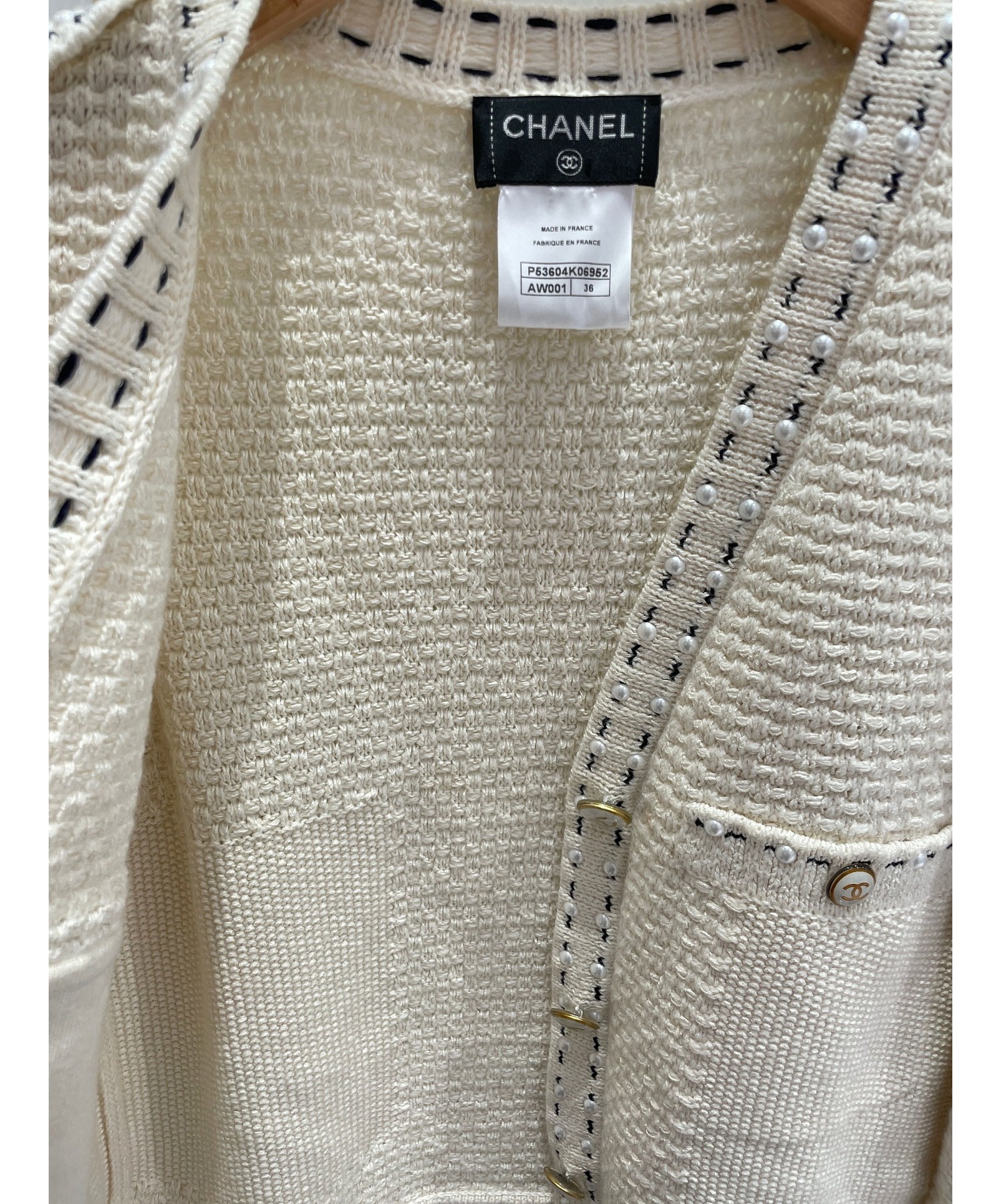 CHANEL (シャネル) ニットジャケット ホワイト サイズ:36