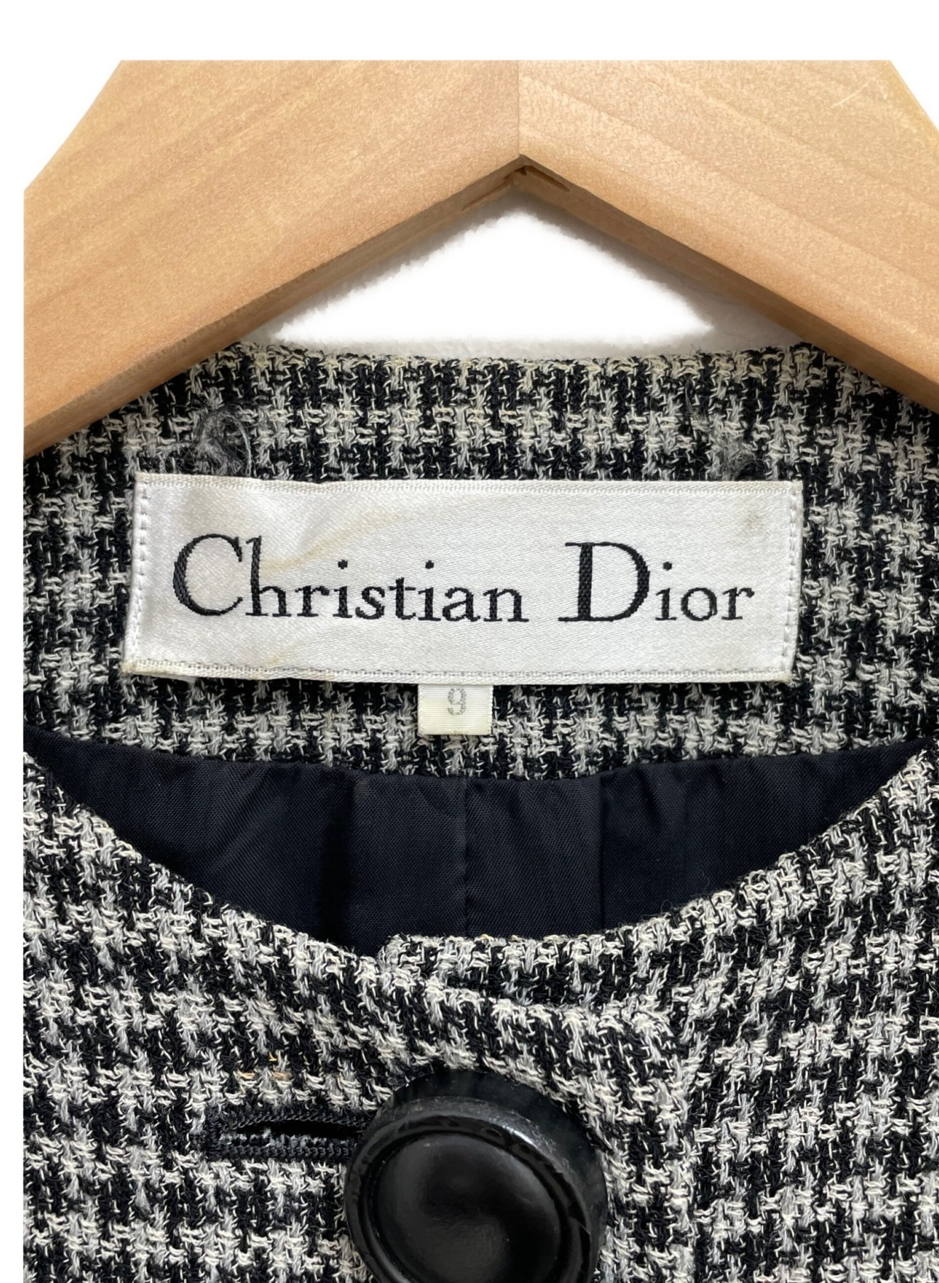 Christian Dior (クリスチャン ディオール) ツイードコート ブラック×ホワイト サイズ:9