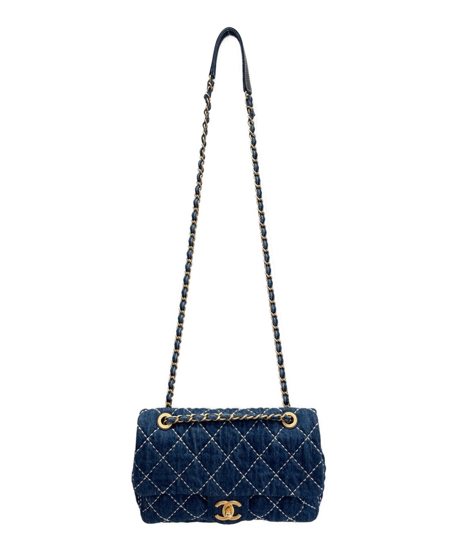 中古・古着通販】CHANEL (シャネル) デニムマトラッセ25 ネイビー 
