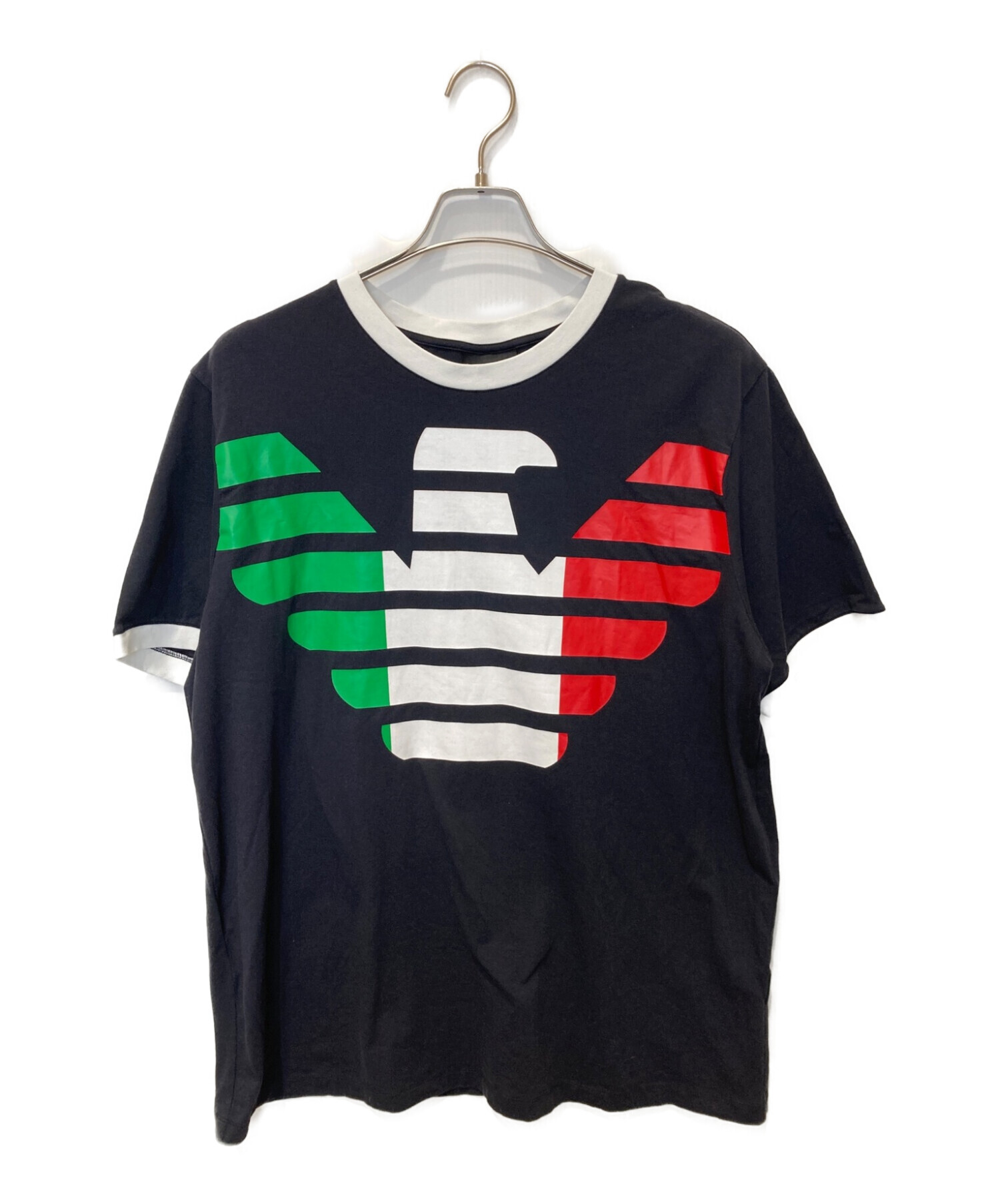 EMPORIO ARMANI (エンポリオアルマーニ) ロゴ半袖Tシャツ ネイビー サイズ:XL