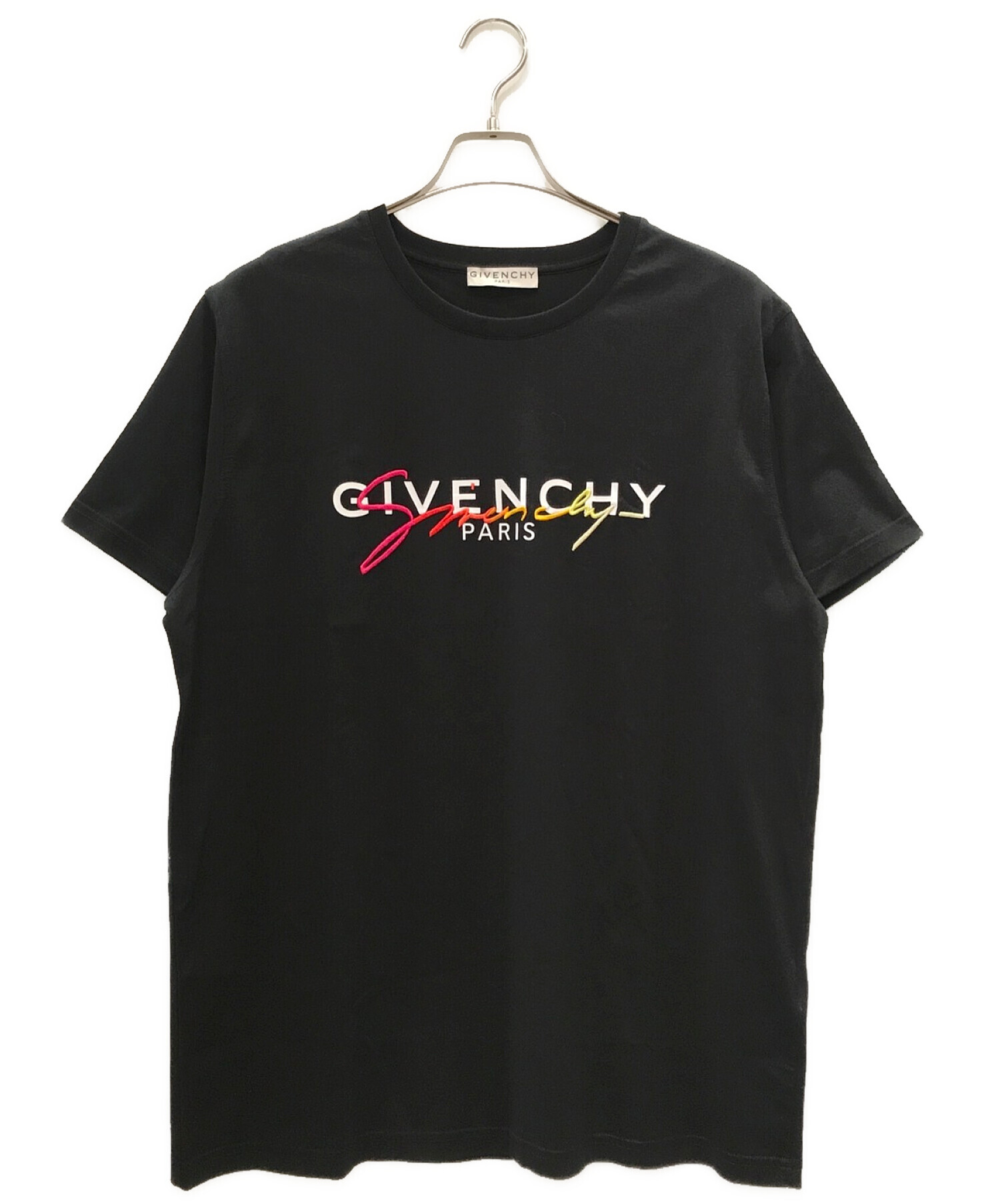 GIVENCHY (ジバンシィ) レインボーシグネチャーロゴTシャツ ブラック サイズ:S