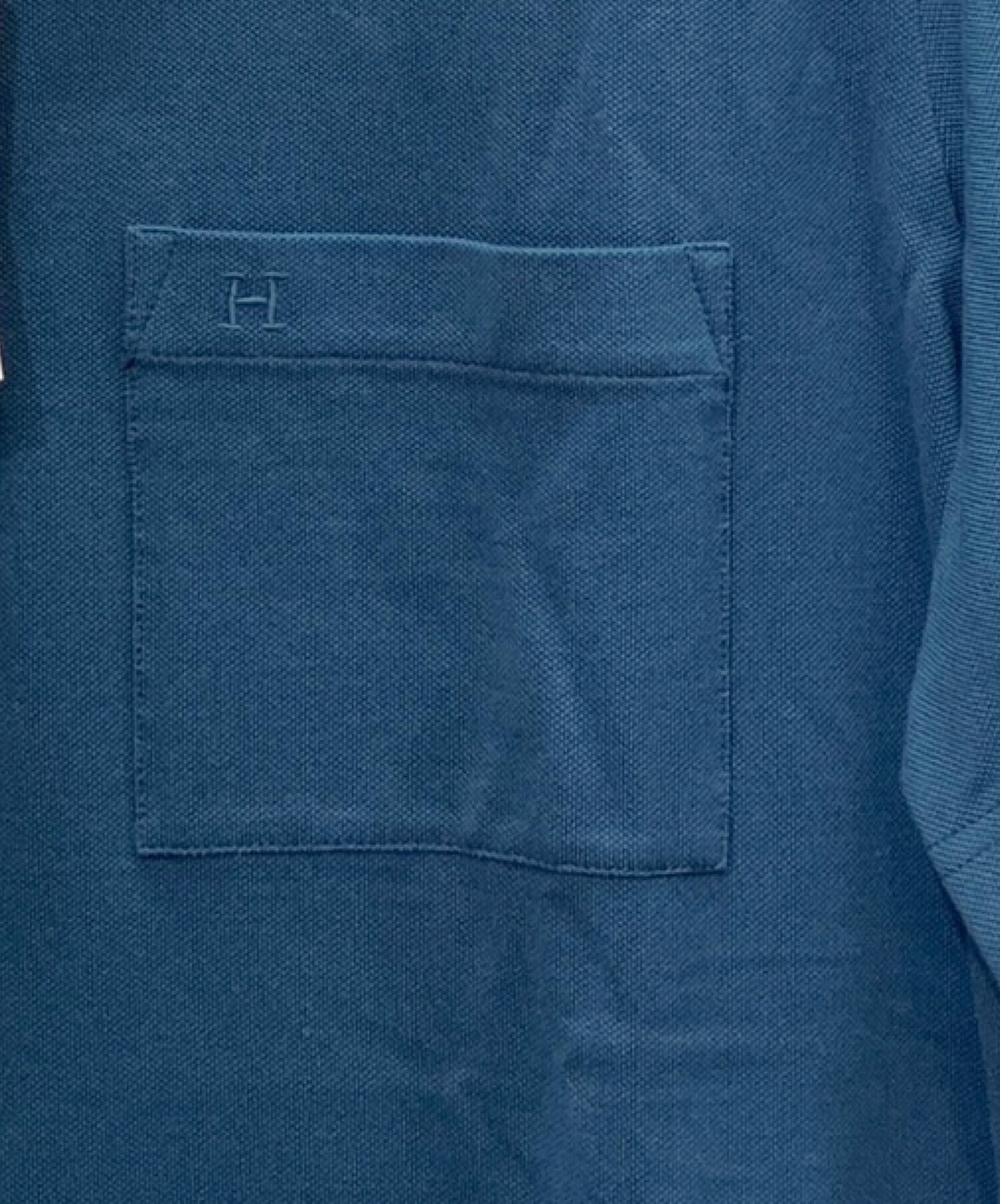 HERMES (エルメス) ロゴワンポイントポロシャツ ネイビー サイズ:L 未使用品