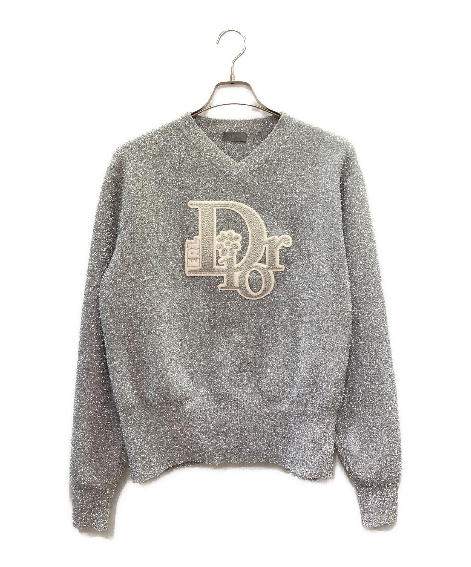 Christian Dior (クリスチャン ディオール) ERLロゴ刺繍 ニット セーター シルバー サイズ:L