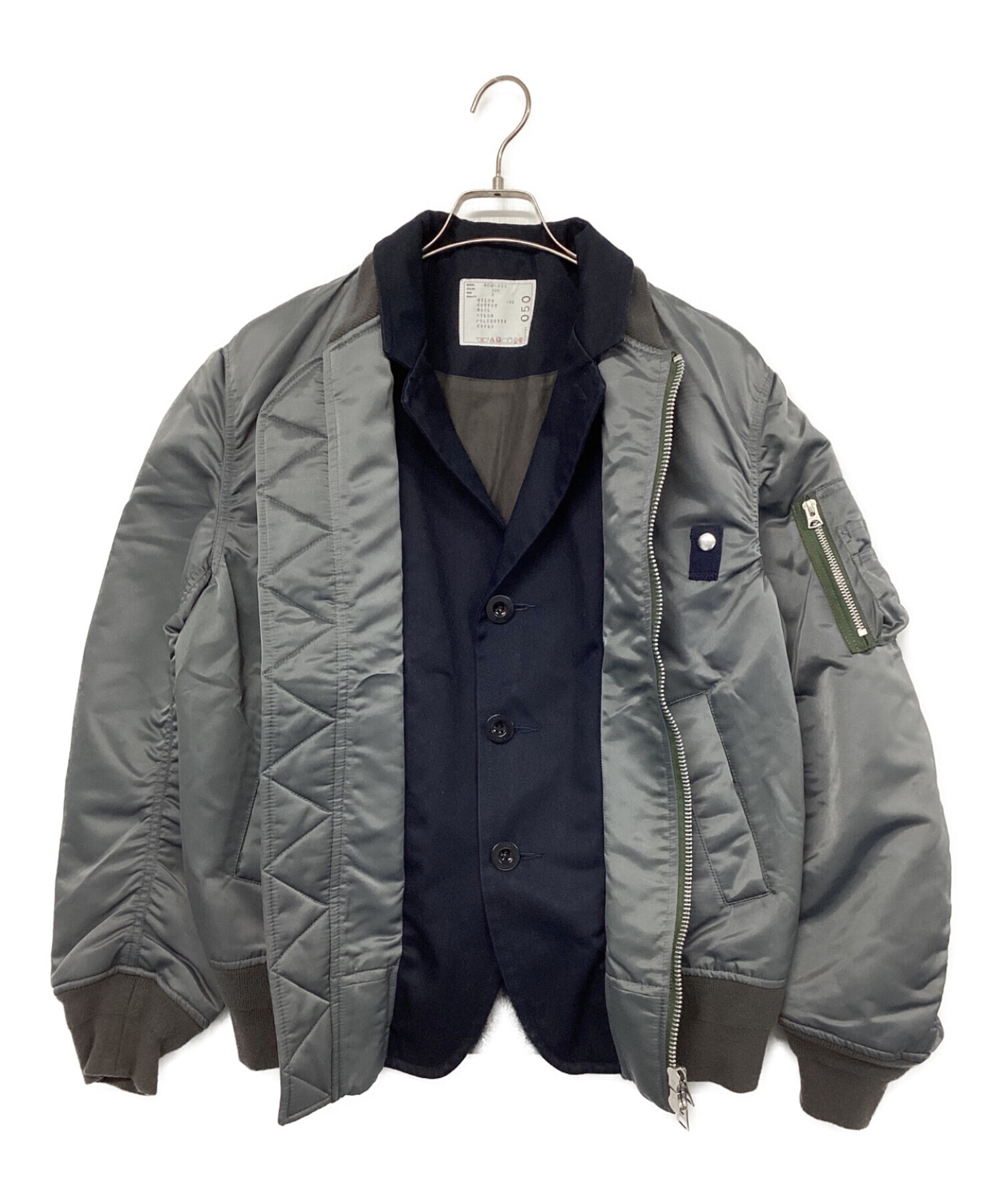 中古・古着通販】sacai (サカイ) MA-1ブルゾン グレー サイズ:2  