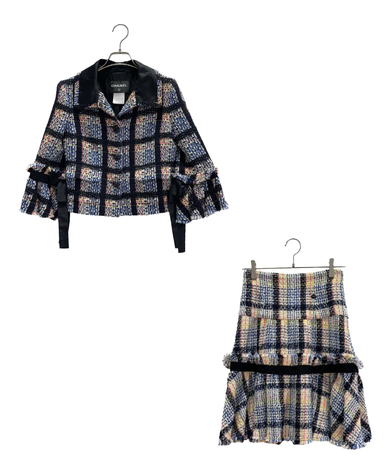 中古・古着通販】CHANEL (シャネル) ツイードセットアップ ネイビー 