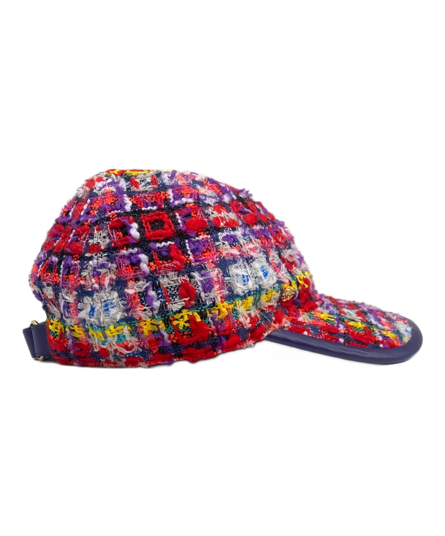 中古・古着通販】GUCCI (グッチ) Tweed Baseball Cap レッド×パープル 
