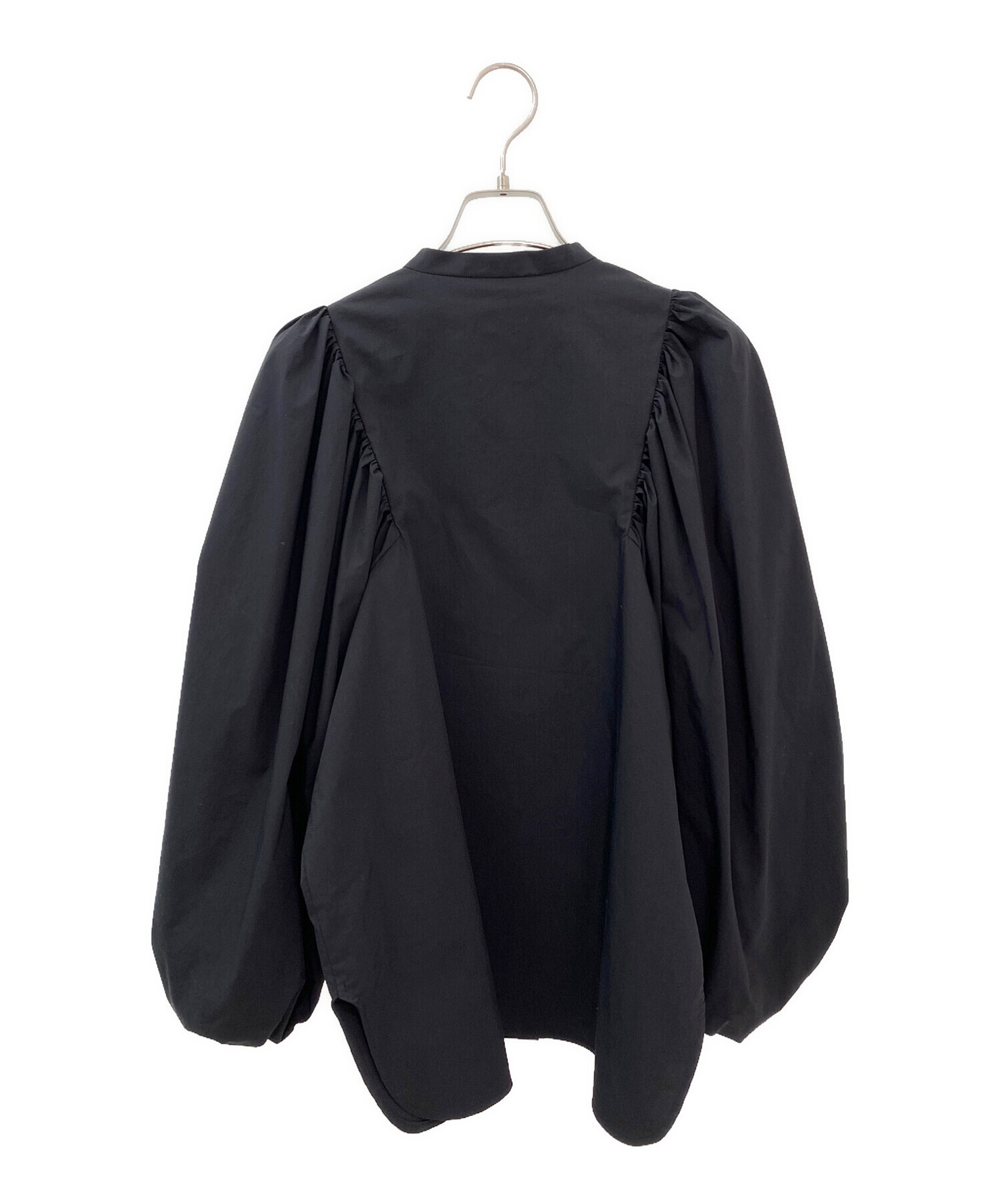 中古・古着通販】YORI (ヨリ) リボンパフスリーブブラウス ブラック 