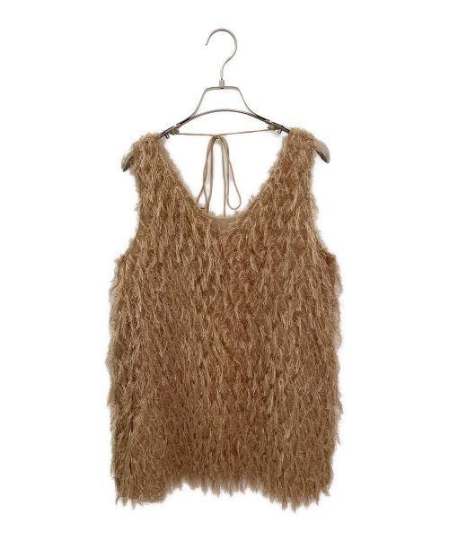 中古・古着通販】CLANE (クラネ) W FACE CROSS FRINGE TOPS - BEIGE 