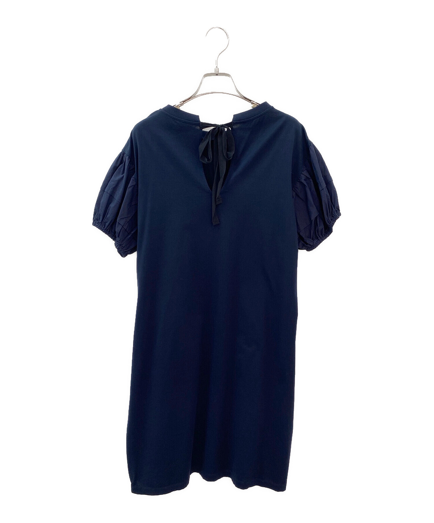 中古・古着通販】PRADA (プラダ) パフスリーブワンピース ネイビー 