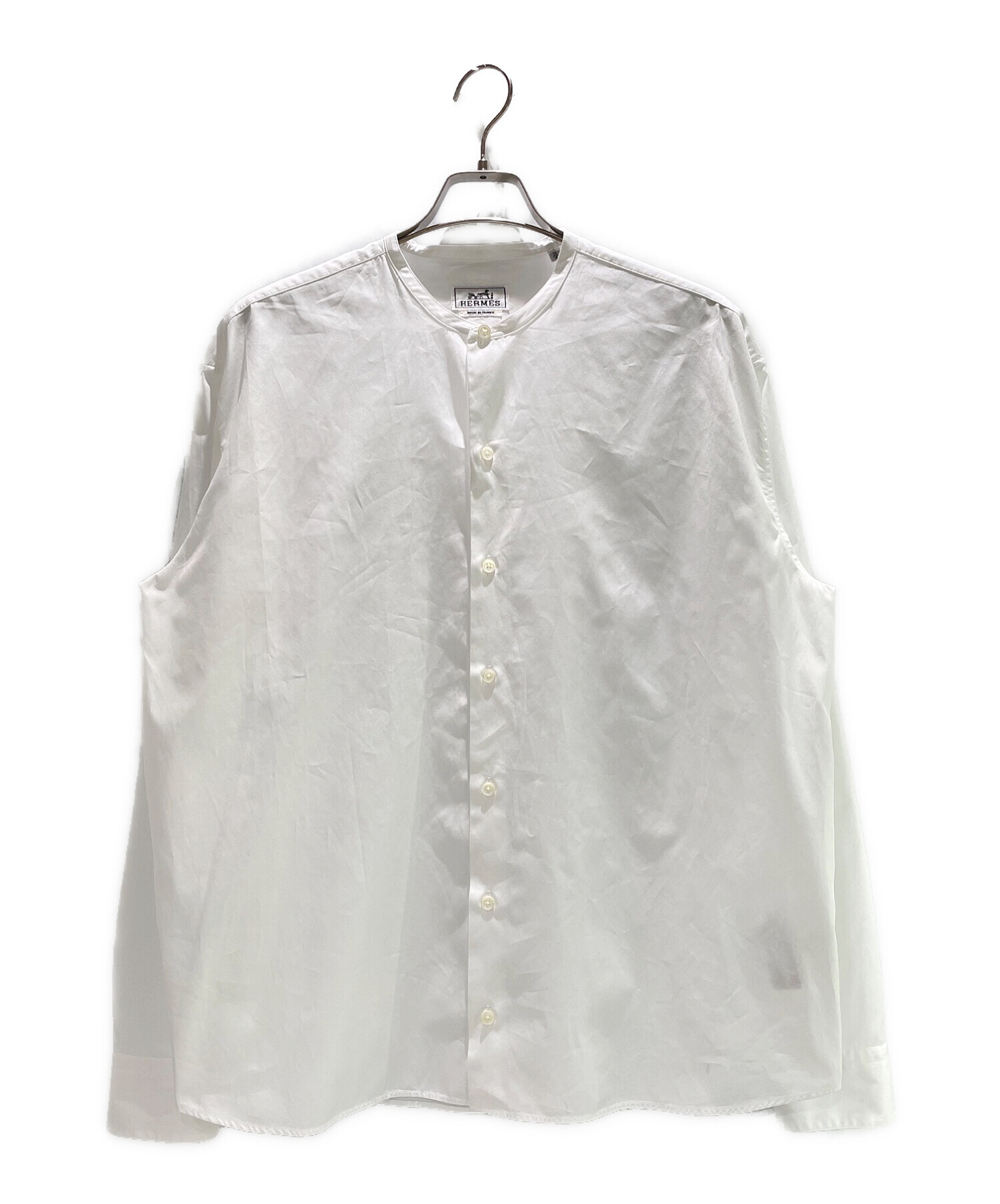 HERMES (エルメス) ノーカラーシャツ ホワイト サイズ:38