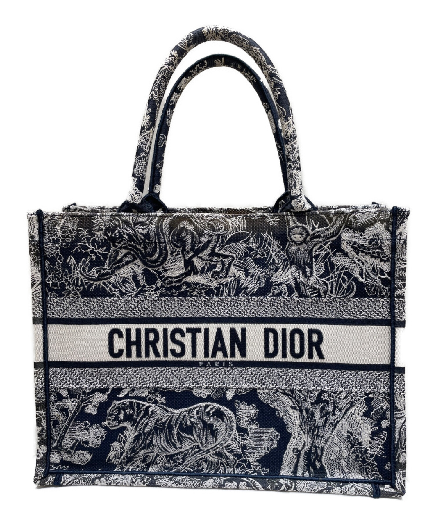 Christian Dior (クリスチャン ディオール) BOOK TOTE MEDIUM ネイビー×ホワイト サイズ:M