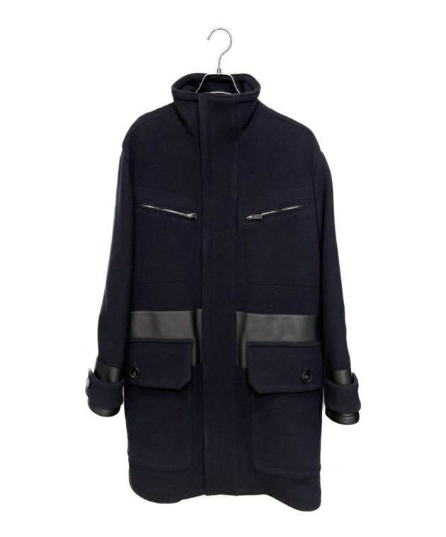 中古・古着通販】HERMES (エルメス) レザー切り替えロングコート 
