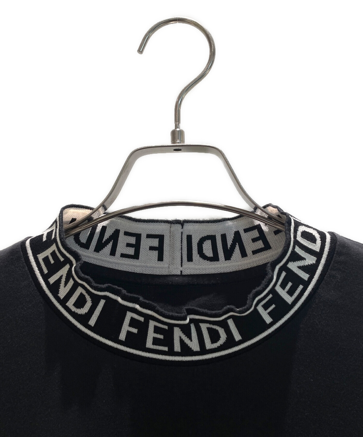 FENDI (フェンディ) ズッカ柄ハイネックカットソー ブラック サイズ:M