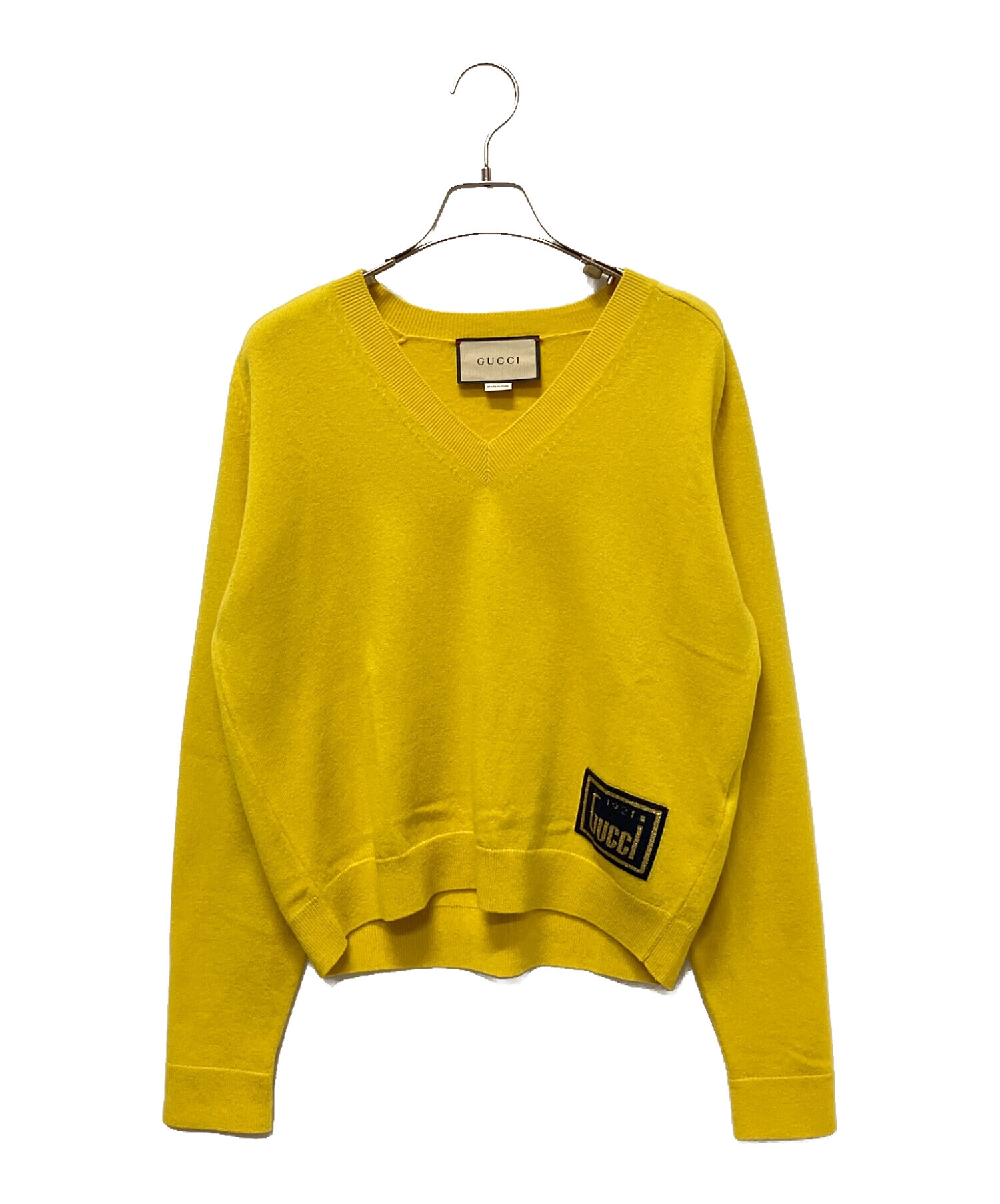 中古・古着通販】GUCCI (グッチ) 1921Vネックニット イエロー サイズ:M 