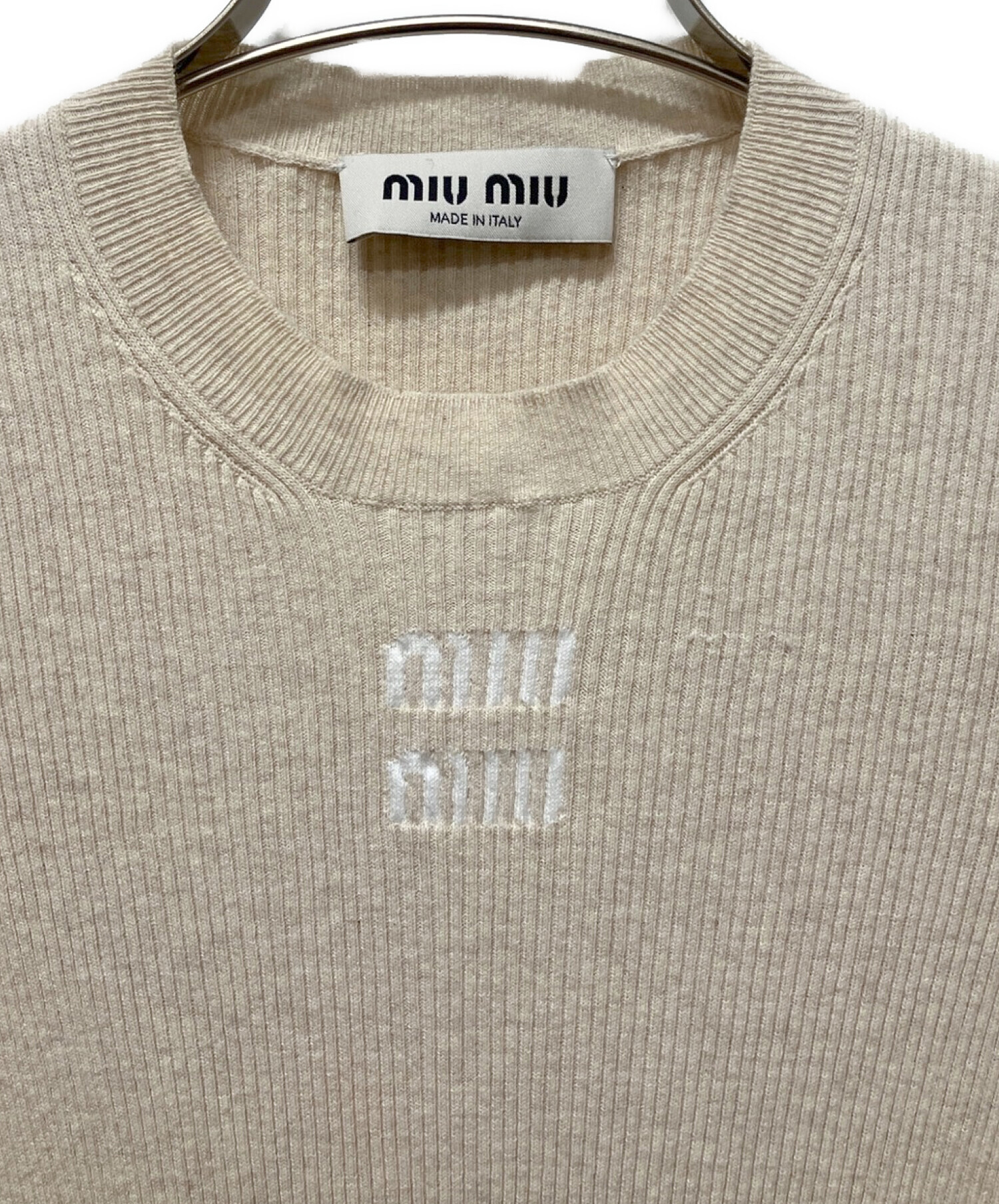 MIU MIU (ミュウミュウ) コットンニット ドレス ベージュ サイズ:36