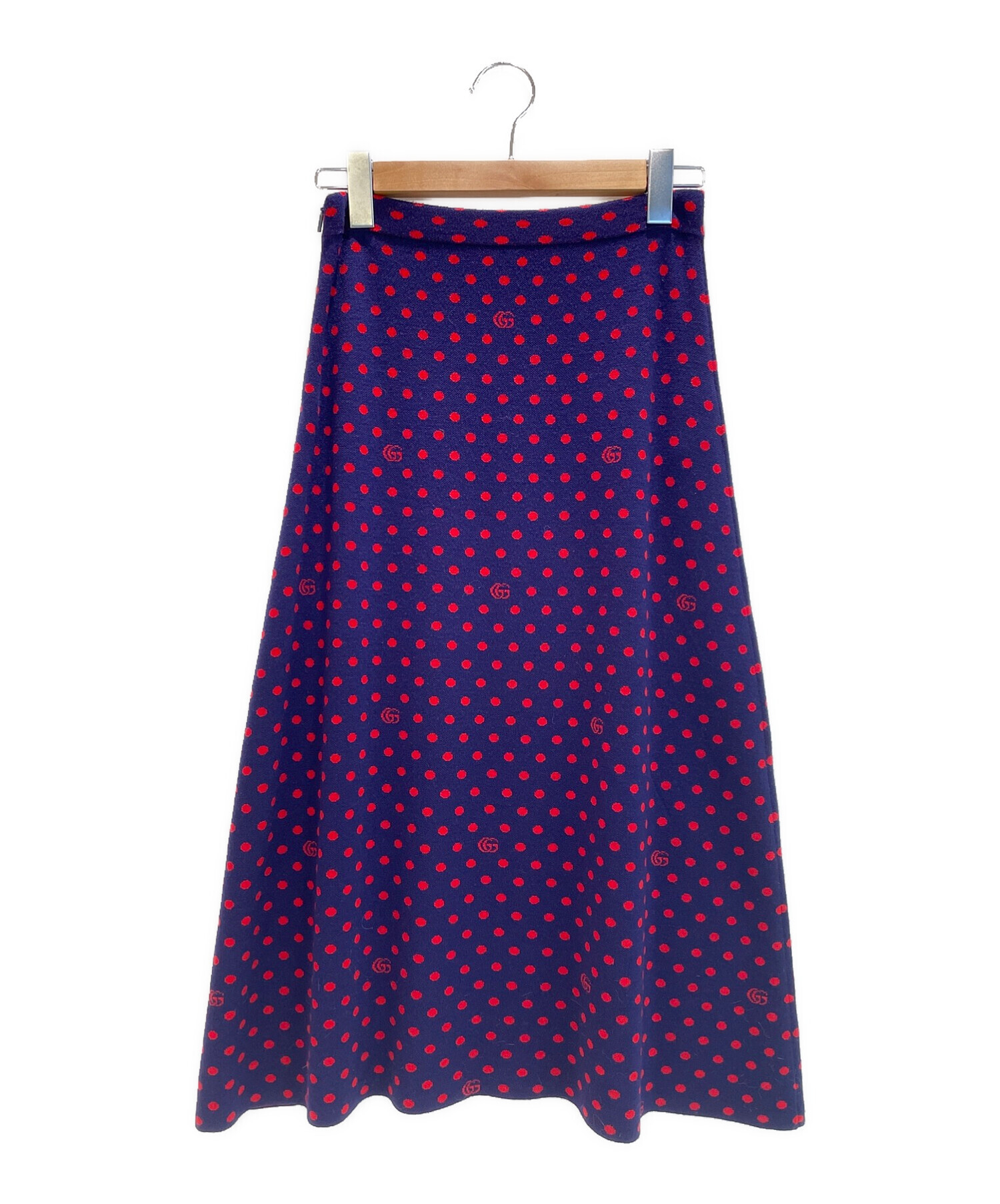 中古・古着通販】GUCCI (グッチ) ロングニットドットスカート ネイビー  